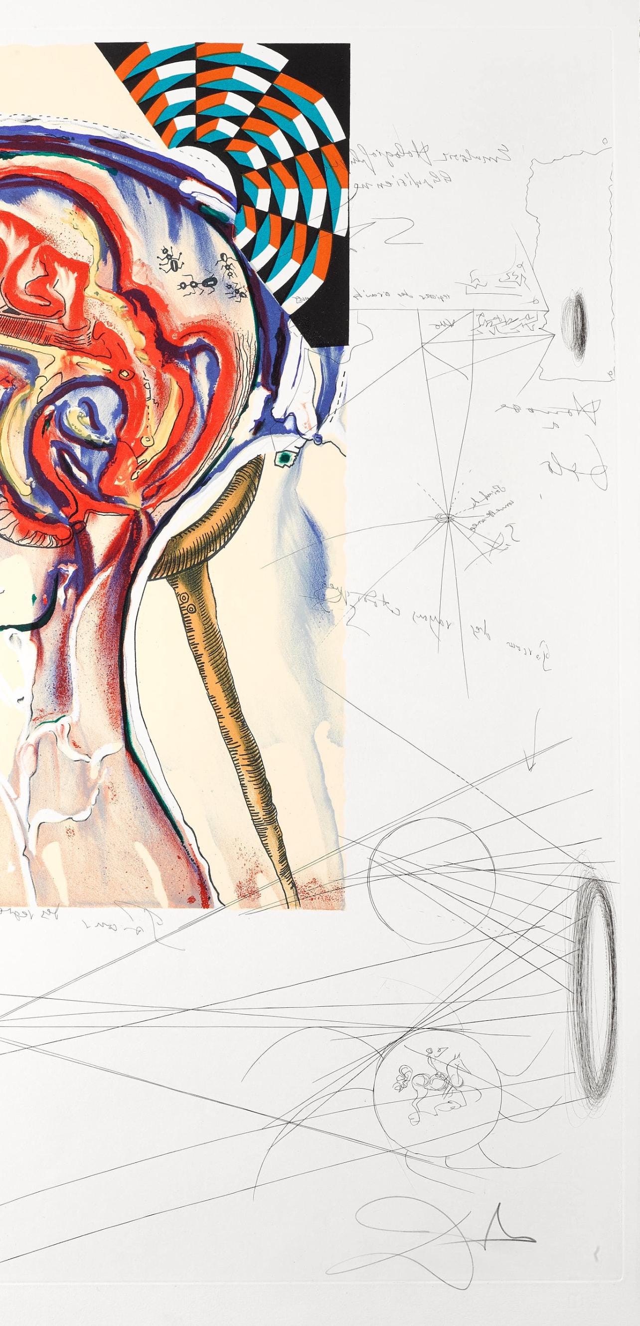 Salvador Dalí, Lunettes à hologrammes et ordinateurs pour voir les objets imaginés, Imaginations et Objets du Futur, Limited Edition Litho