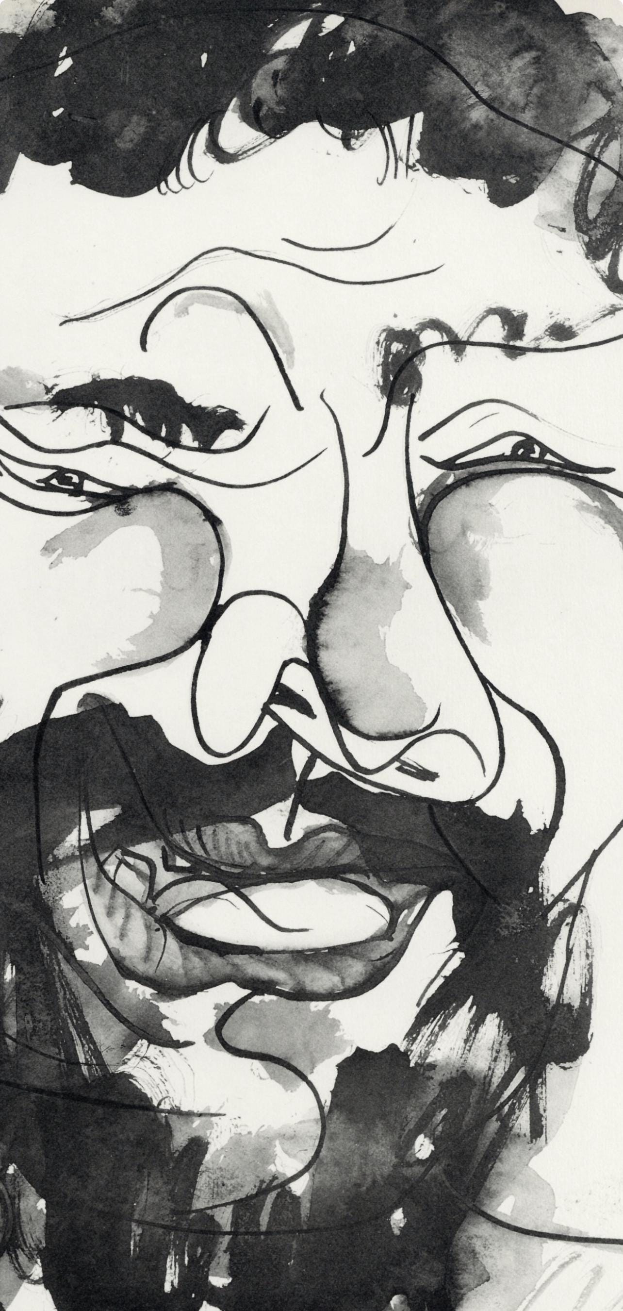 Pablo Picasso, d'homme riant, à la barbe (Cramer No. 84), 40 dessins de Picasso en marge du Buffon, Limited Edition Lithograph