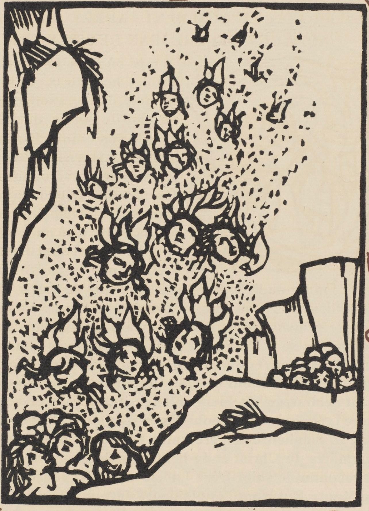 Émile Bernard, Composition (Morane, No. 100), Les Petites Fleurs de St. Françoise, Limited Edition Woodcut