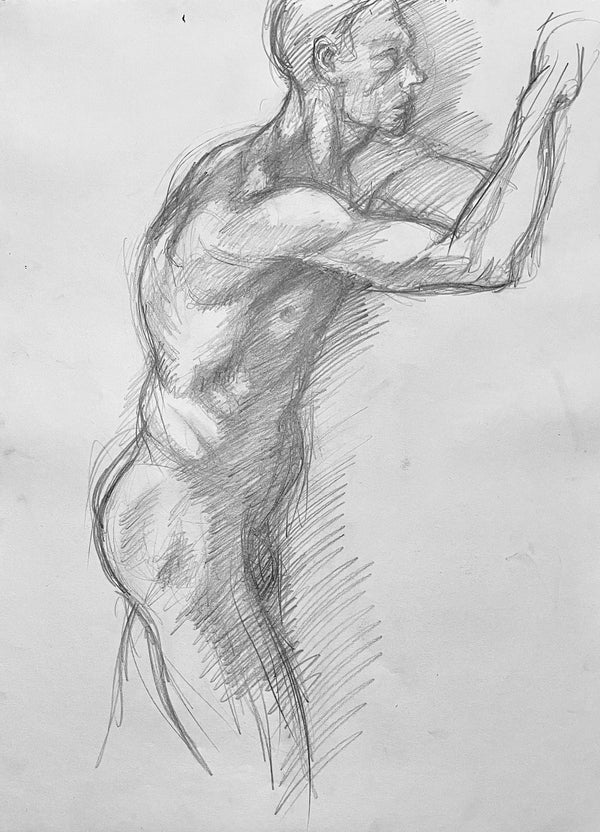 Ian Hornak, Renaissance Male Nude Figure Study, 1963, Original Drawing