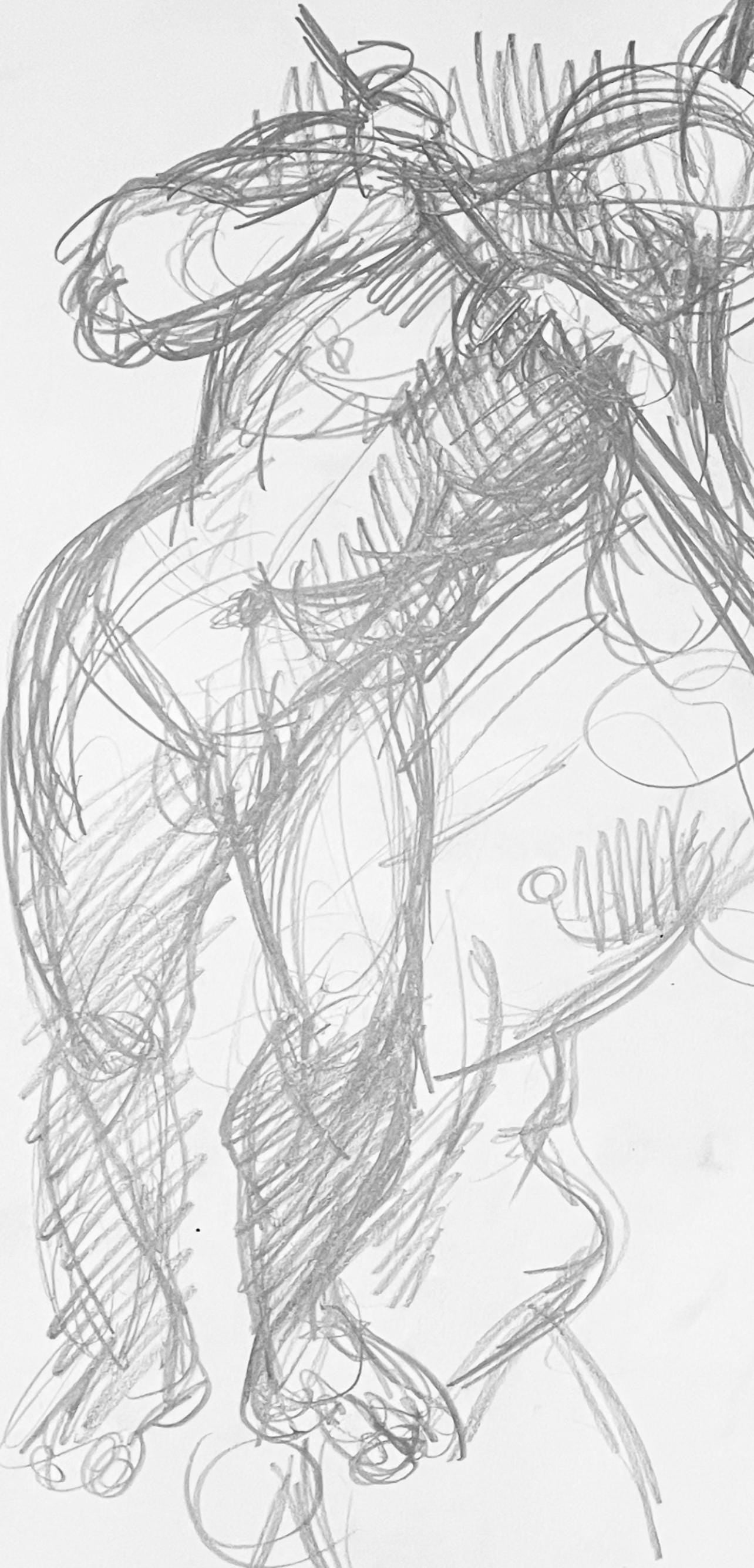 Ian Hornak, Renaissance Male and Female Nude Figure Study, 1963, Original Drawing