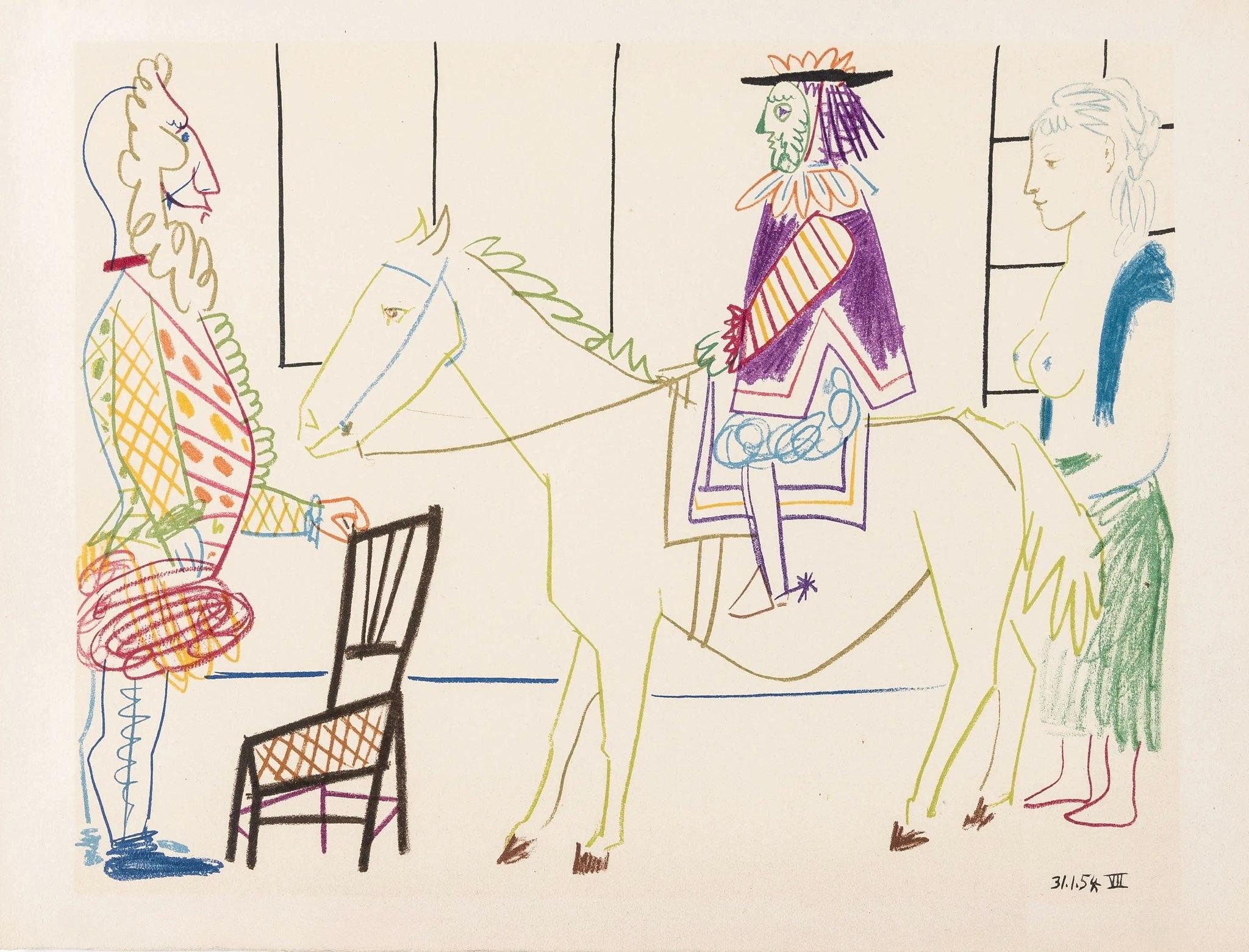 Pablo Picasso, Composition, Picasso and the Human Comedy, Verve: Revue Artistique et Littéraire, Limited Edition Lithograph