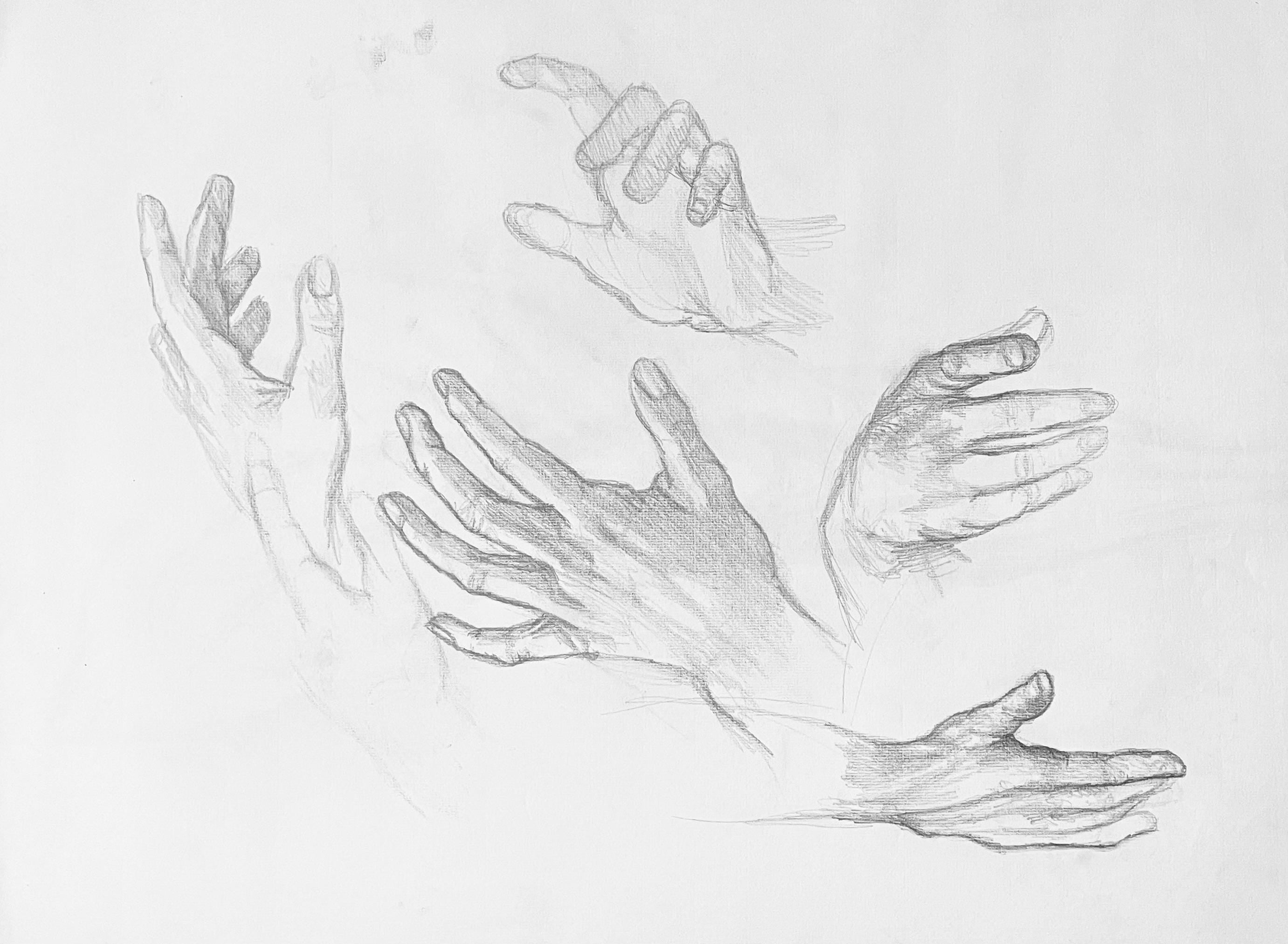 Ian Hornak, Renaissance Hand Figure Study, 1963, Original Drawing