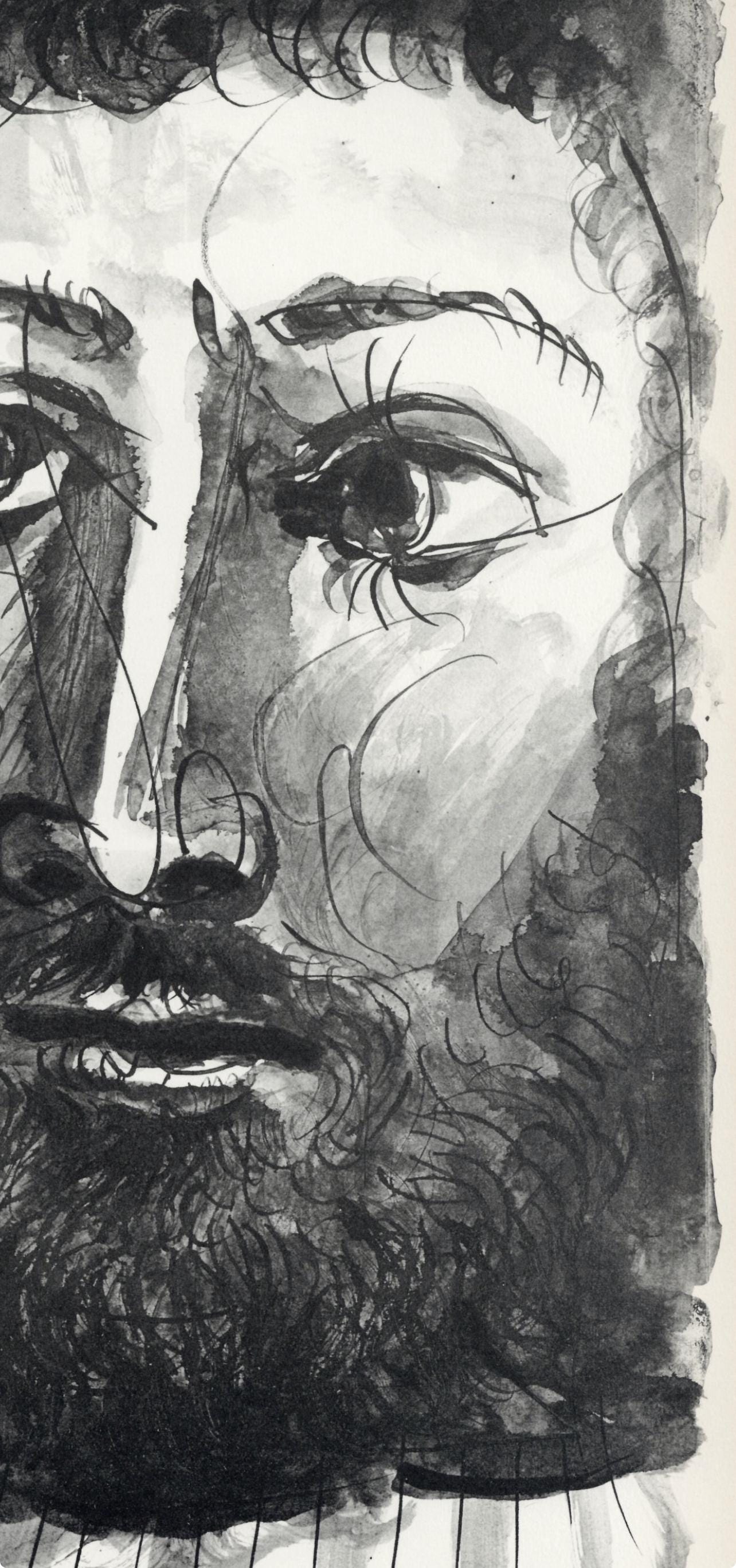 Pablo Picasso, Visage d'homme barbu à épaisse (Cramer No. 84), 40 dessins de Picasso en marge du Buffon, Limited Edition Lithograph