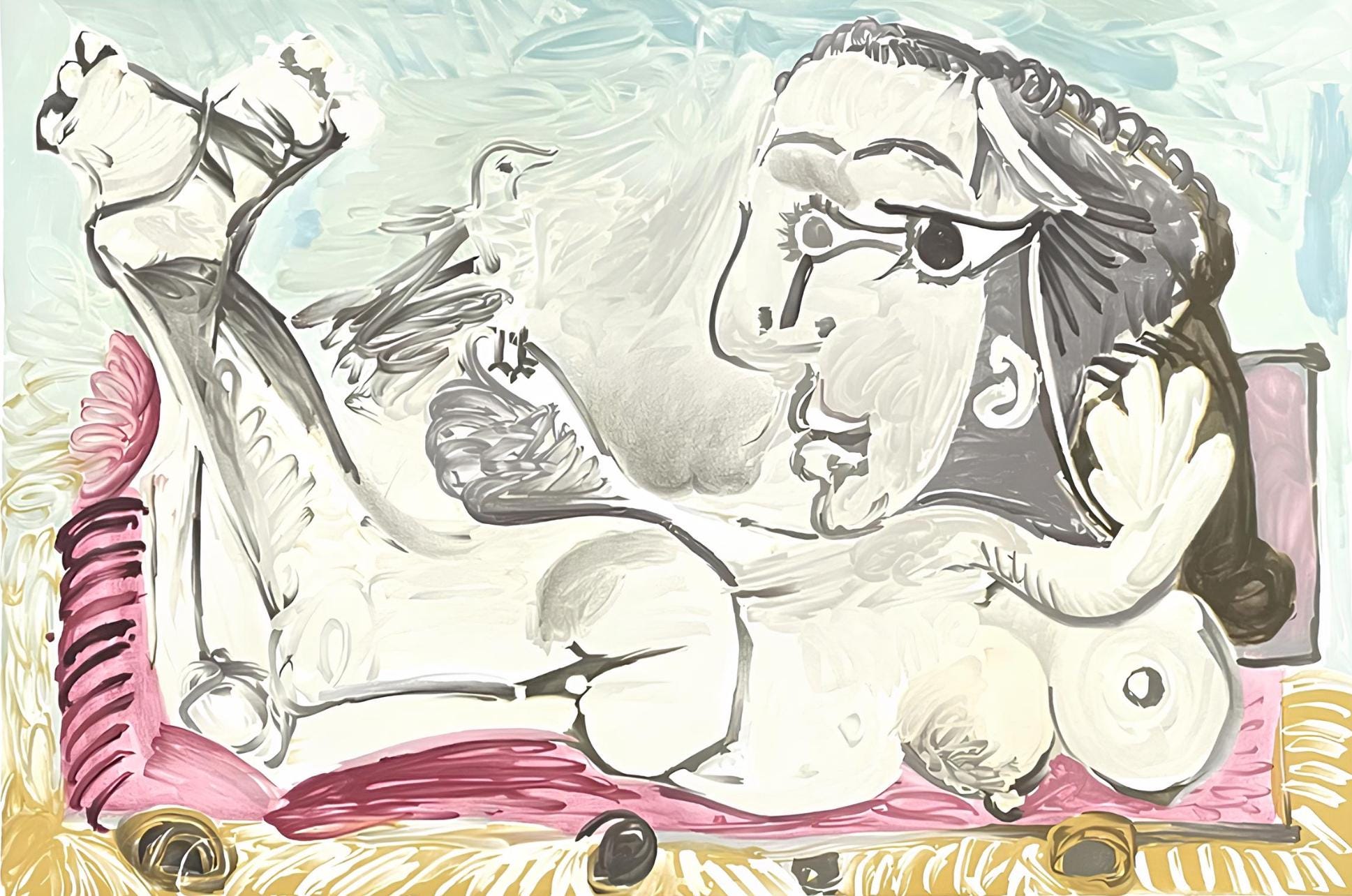 Pablo Picasso, Femme Couchée à L'Oiseau, Marina Picasso Collection, Official Limited Edition Lithograph