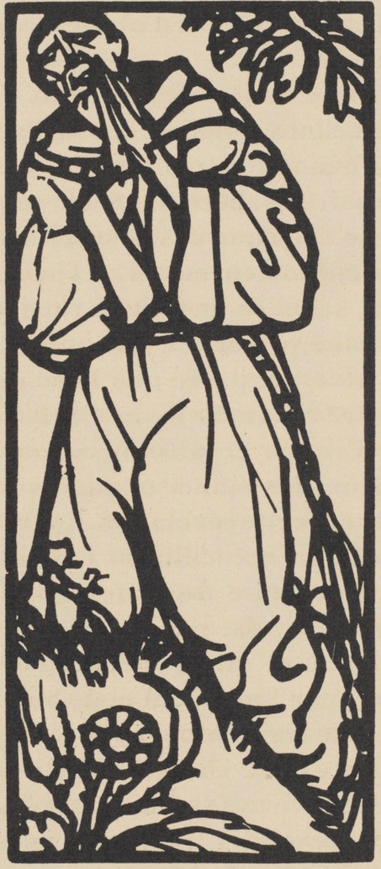 Émile Bernard, Composition (Morane, No. 100), Les Petites Fleurs de St. Françoise, Limited Edition Woodcut