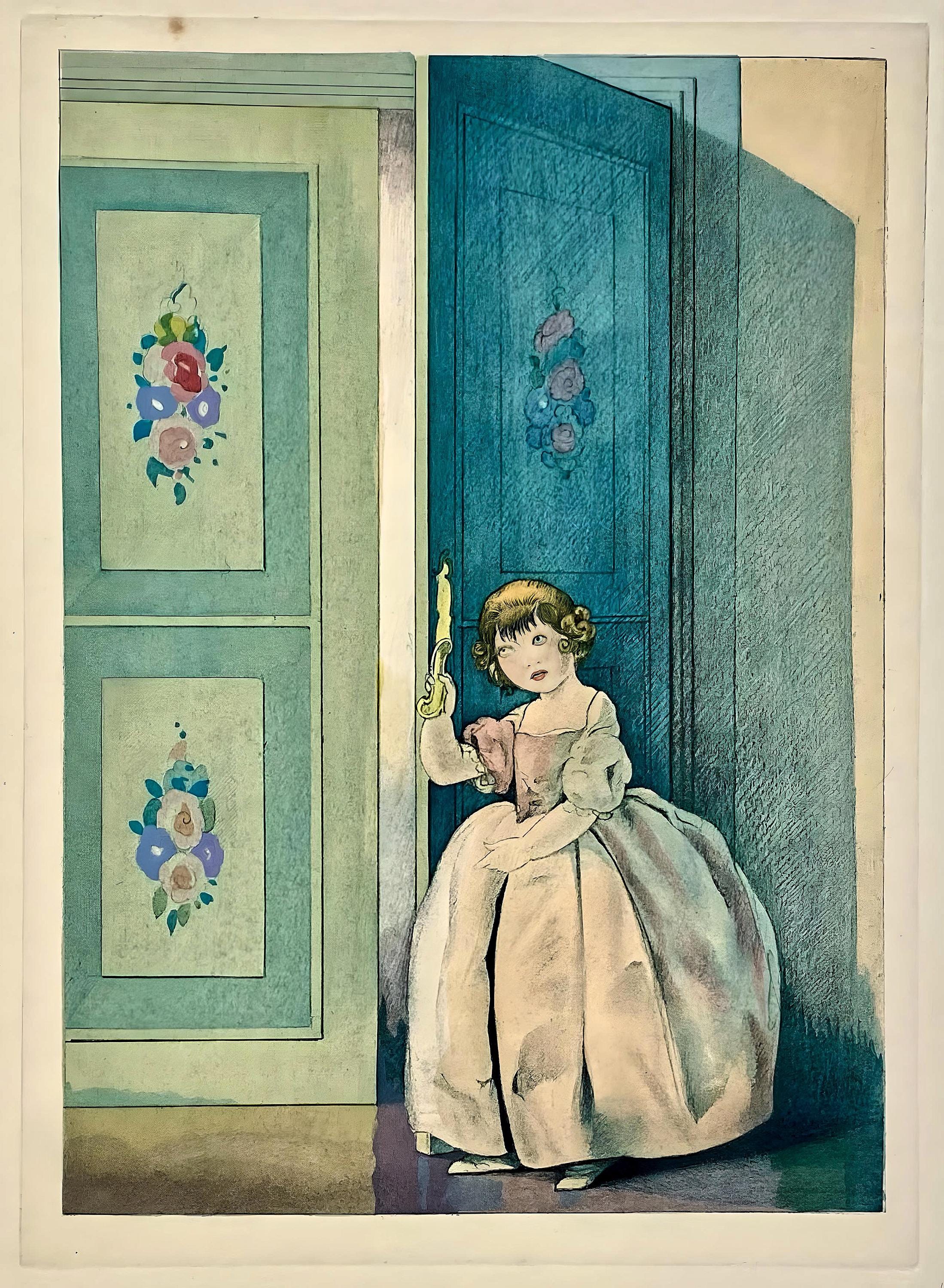 Umberto Brunelleschi, Composition, La Leçon d'amour dans un parc, Limited Edition Lithograph