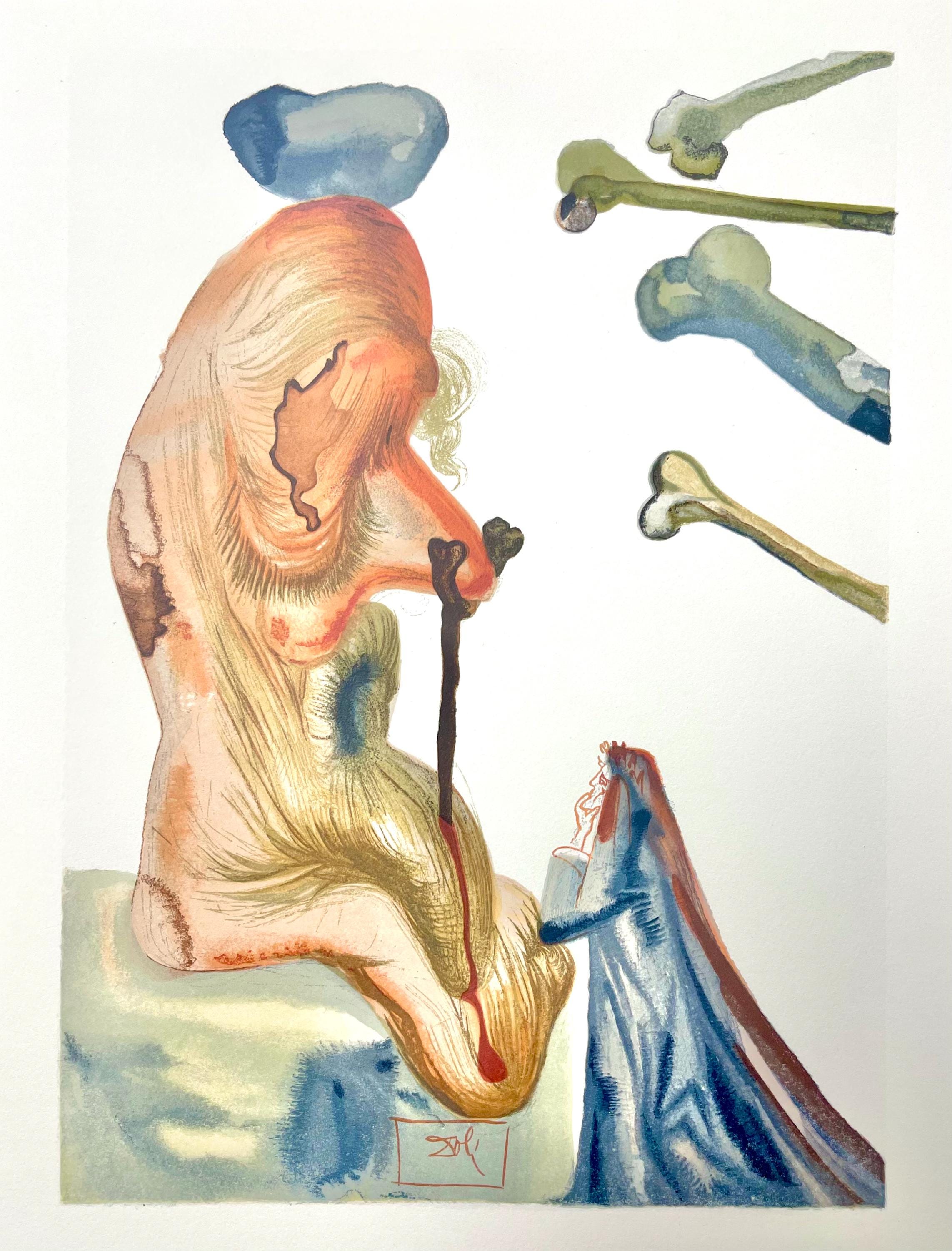 Salvador Dali, Hölle XVIII (Field 189-200; Michler/Löpsinger 1039-1138), Die Göttliche Komödie, Signed, Limited Edition Woodcut