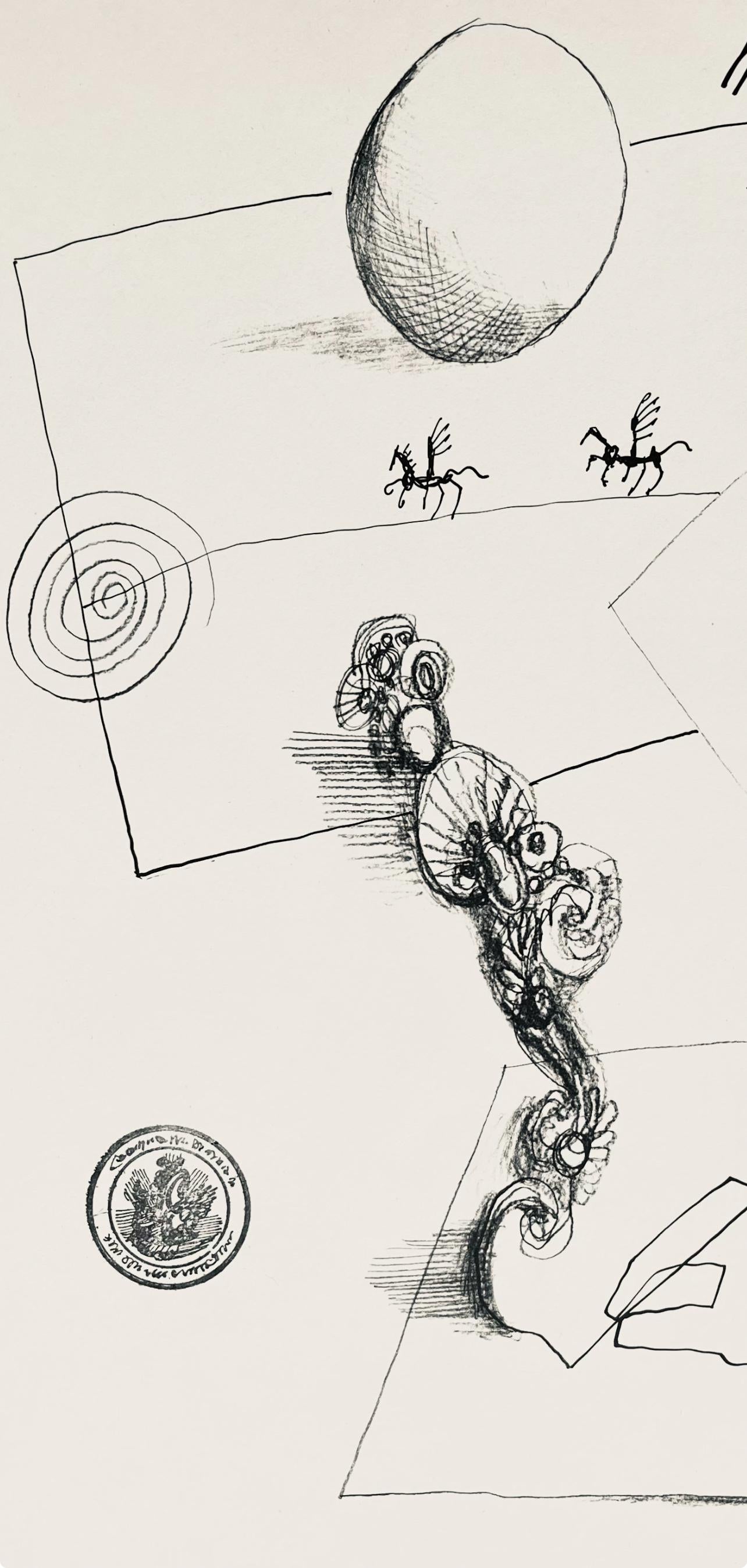 Saul Steinberg, Composition, Derrière le miroir, Limited Edition Lithograph