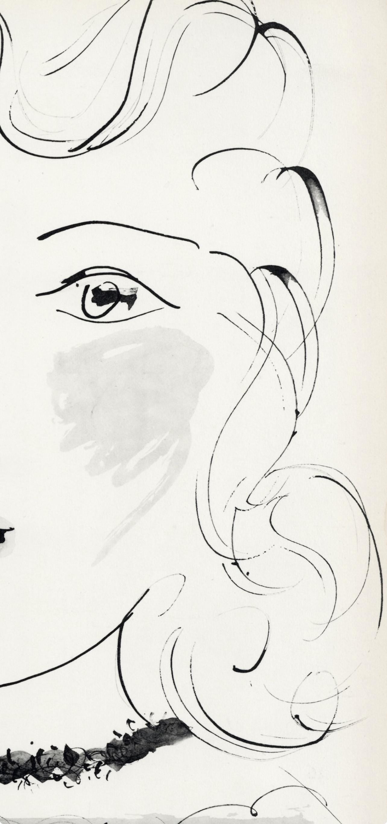 Pablo Picasso, Visage de jeune fille, de face (Cramer No. 84), 40 dessins de Picasso en marge du Buffon, Limited Edition Lithograph
