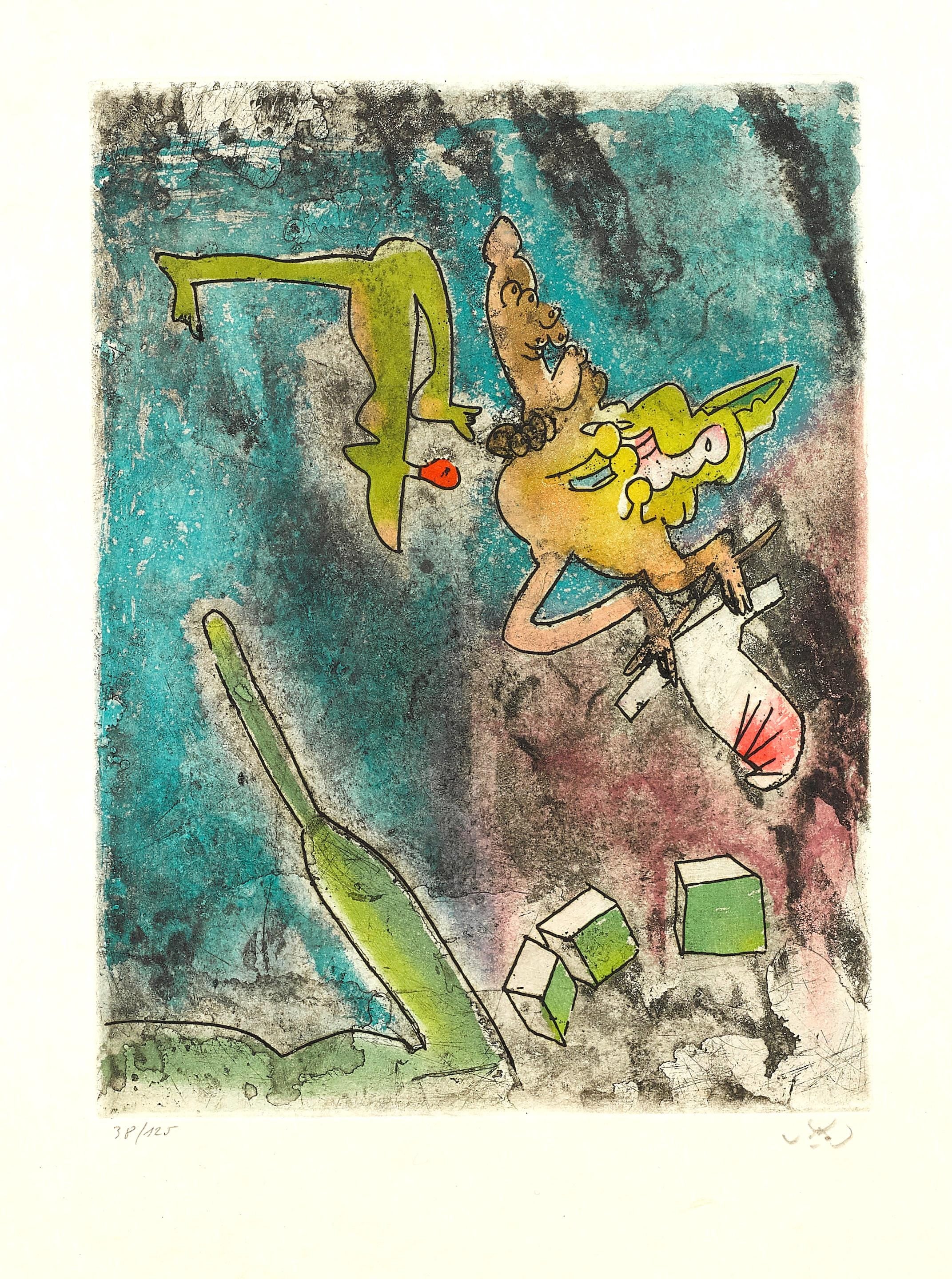Roberto Matta, Composition (Sabatier 393), Centre Noeuds, Limited Edition Etching
