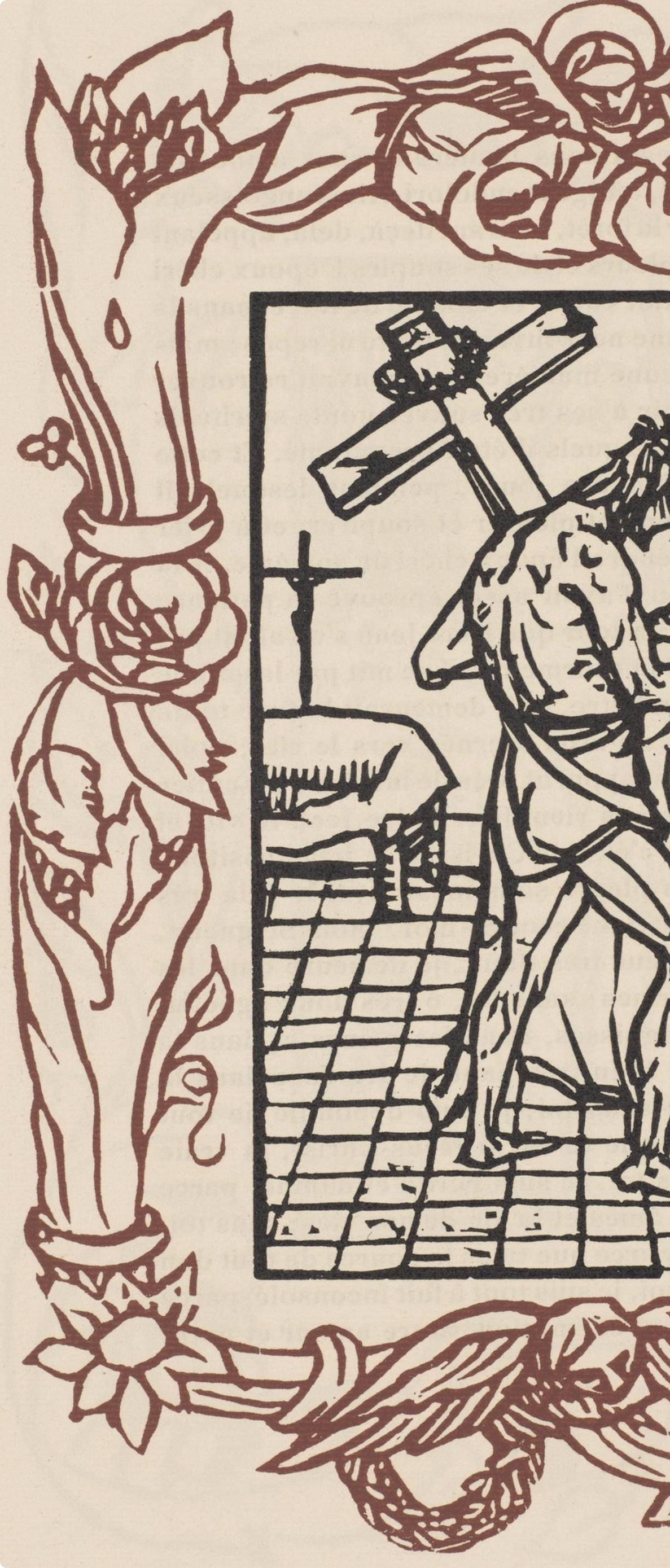 Émile Bernard, Composition (Morane, No. 100), Les Petites Fleurs de St. Françoise, Limited Edition Woodcut