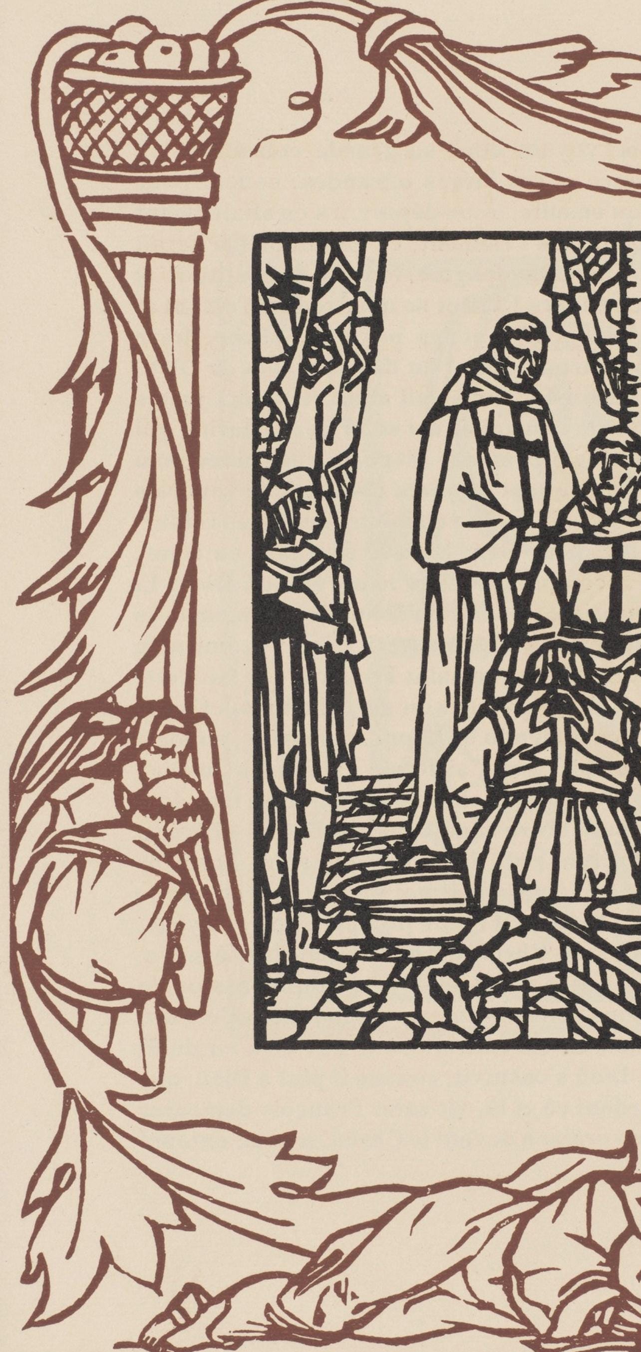 Émile Bernard, Composition (Morane, No. 100), Les Petites Fleurs de St. Françoise, Limited Edition Woodcut