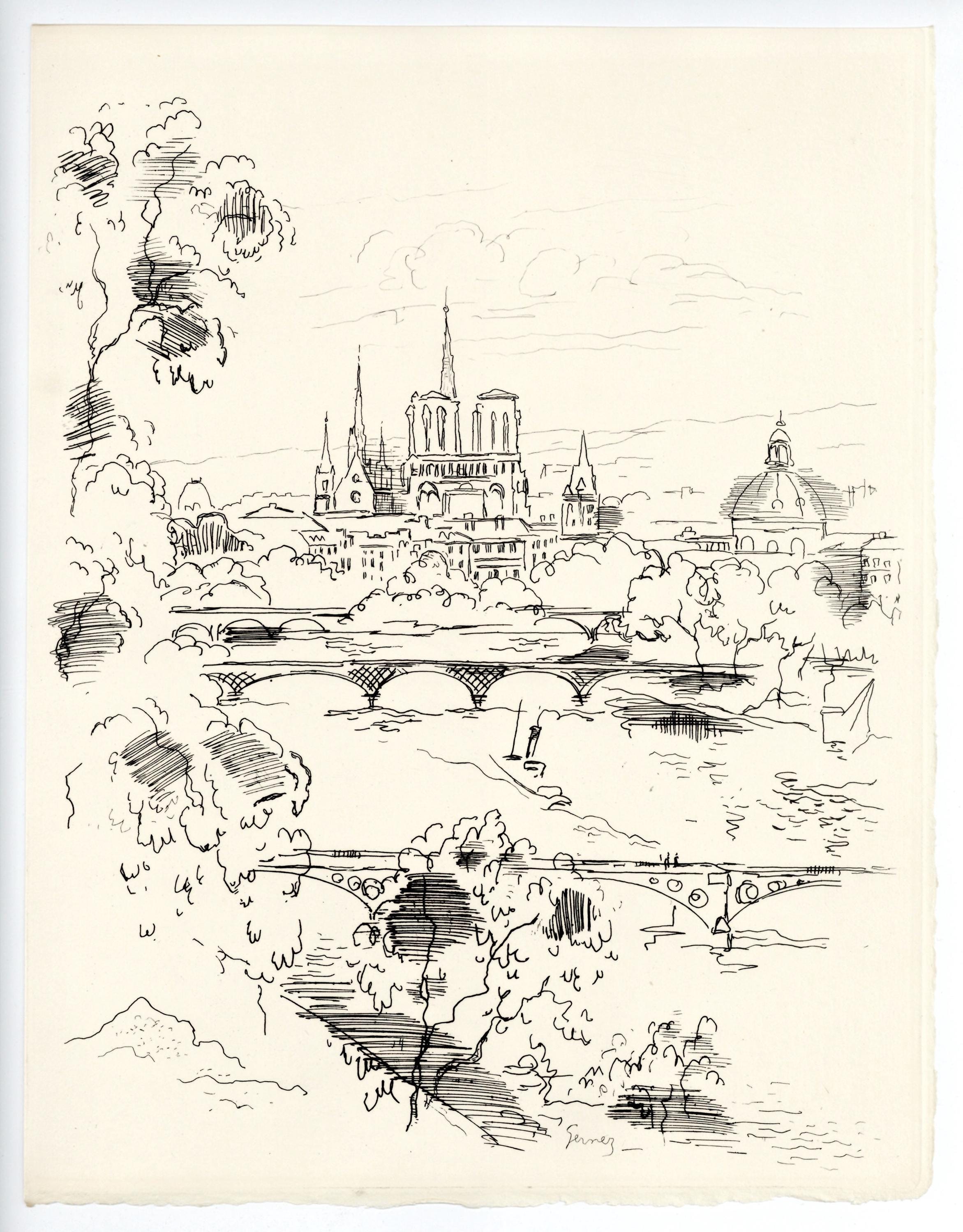 Paul-Élie Gernez, Seine, berceau de Paris, A La gloire à Paris, Limited Edition Etching