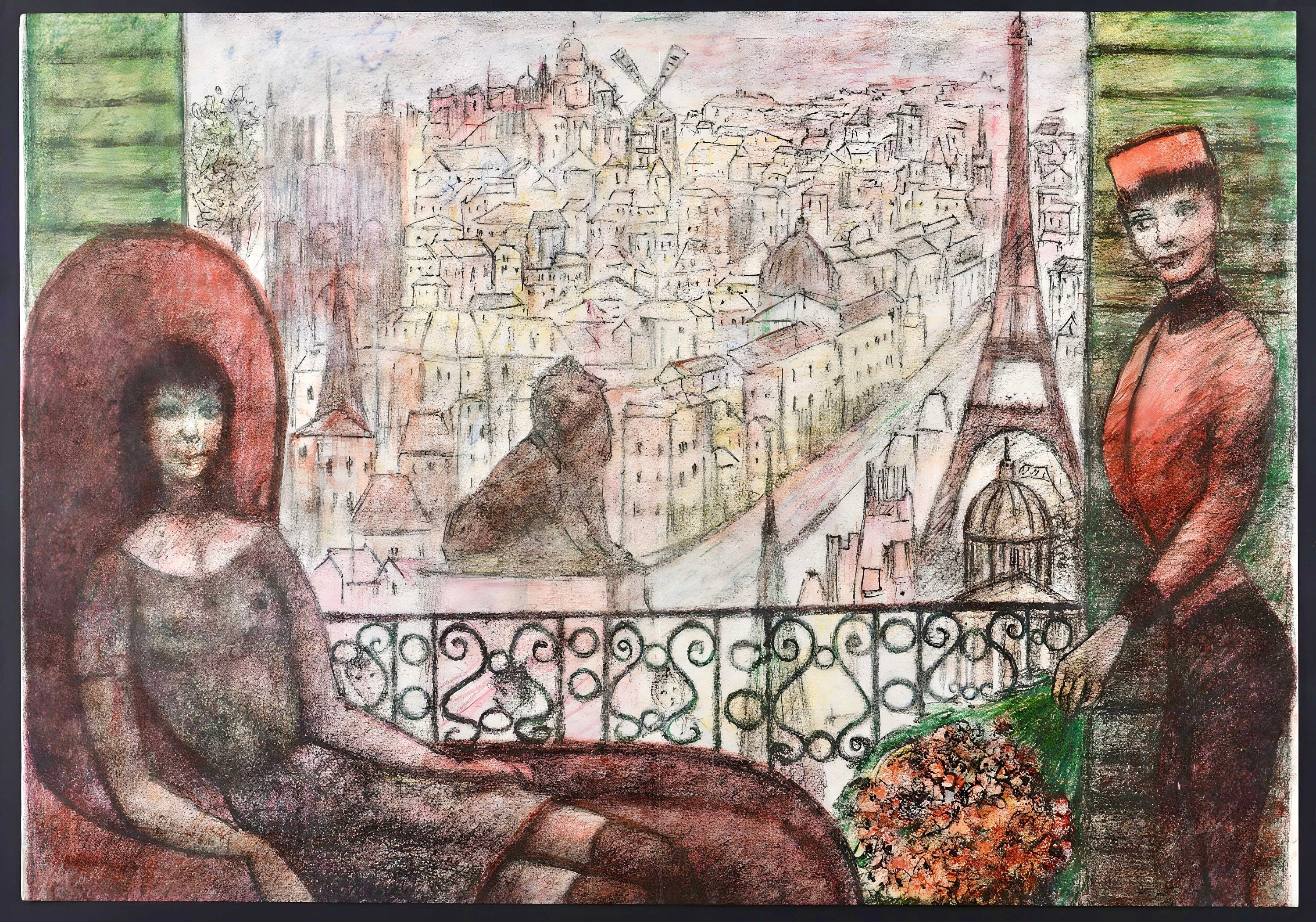 Edouard Goerg, Du balcon, Au Temps de Paris Seine, Limited Edition Lithograph