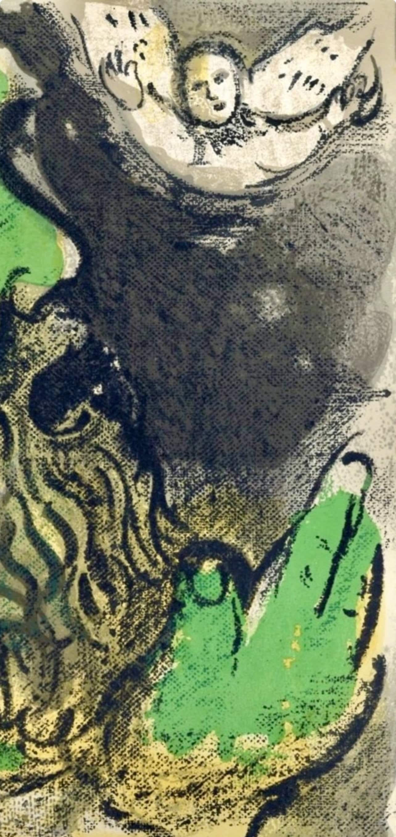 Marc Chagall, Job praying (Mourlot 117-46; Cramer 25), Drawings from the Bible by Marc Chagall, Verve: Revue, Limited Edition Lithograph