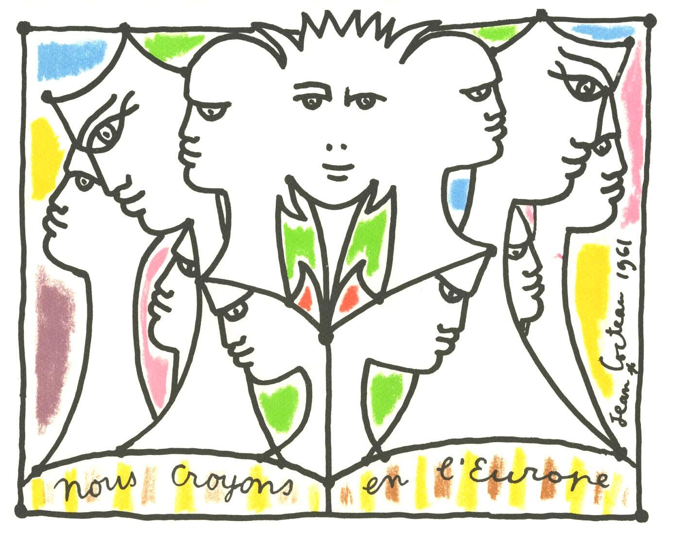 Jean Cocteau, Composition, Nous croyons en l'Europe, Limited Edition Silkscreen