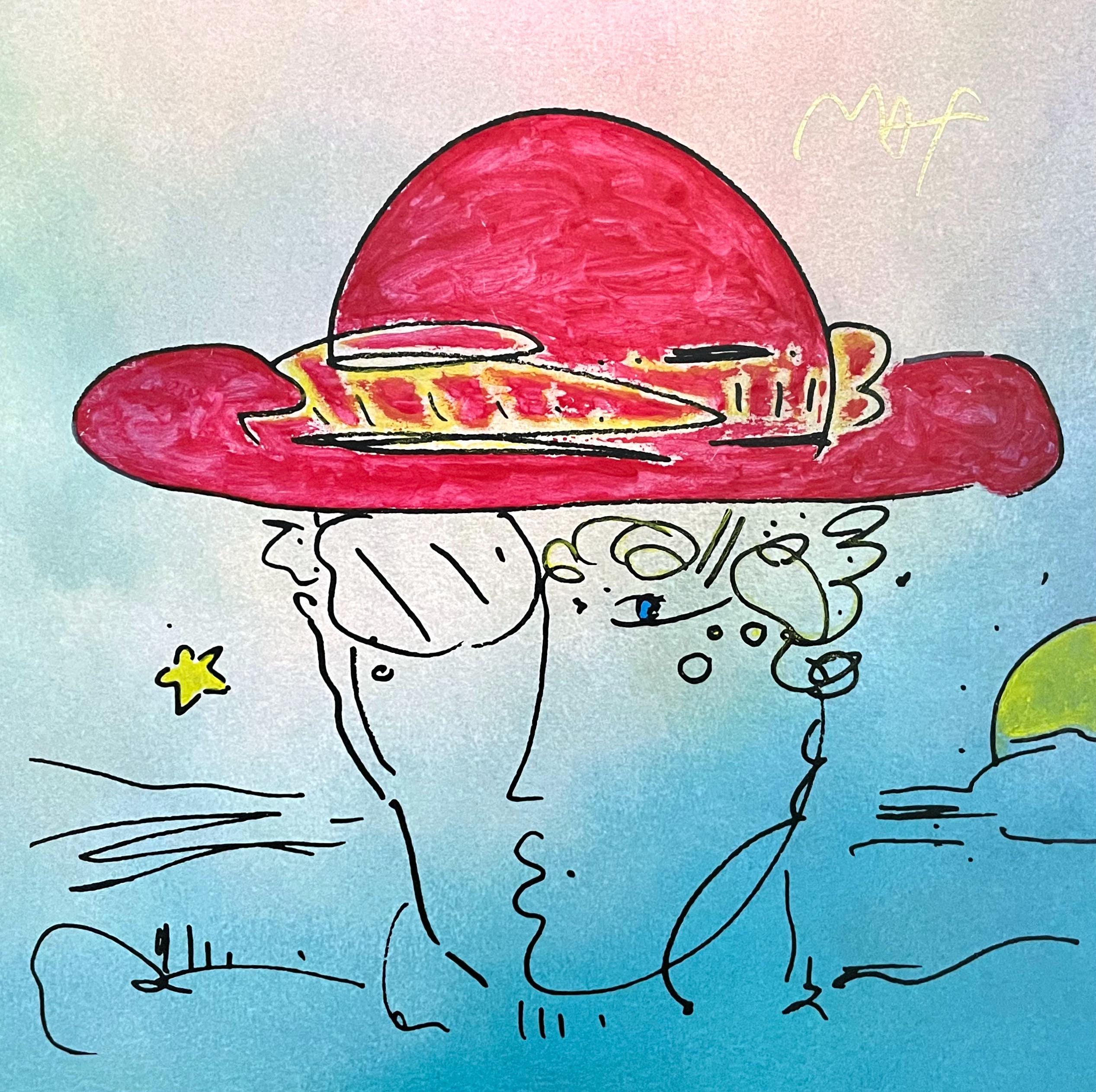 Peter Max, Zero Man/Lady Profile, Hand Signed, Mixed Media Watercolor and Silkscreen Painting