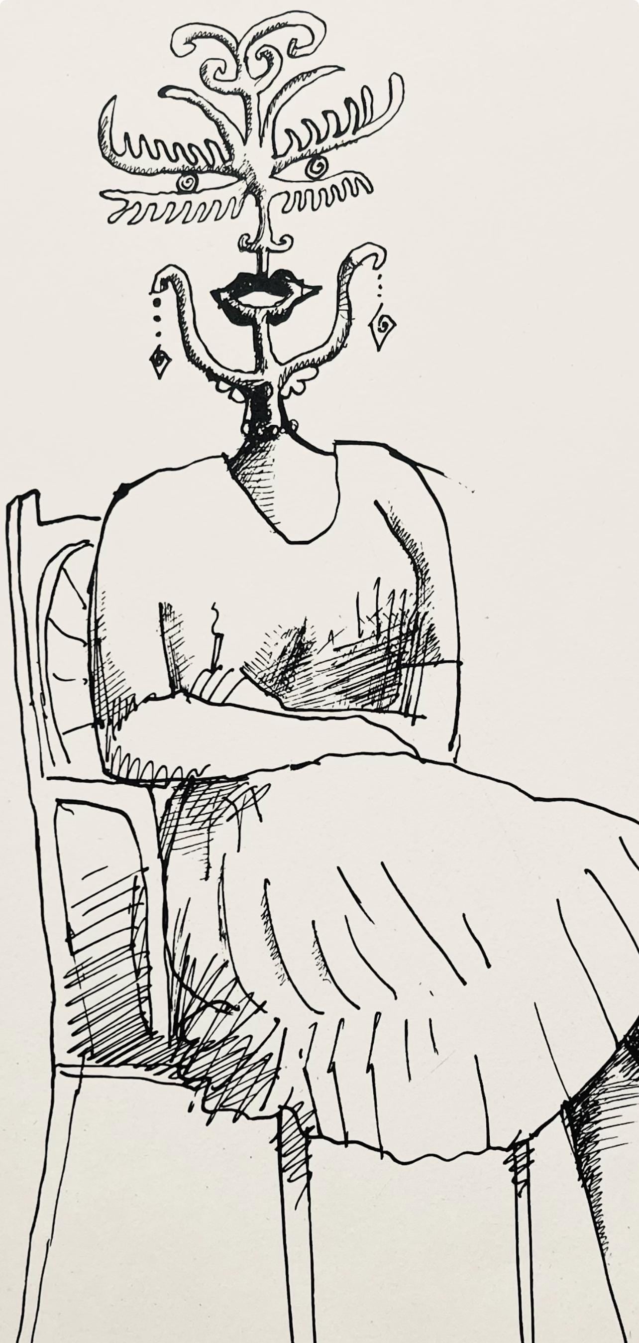 Saul Steinberg, Composition, Derrière le miroir, Limited Edition Lithograph