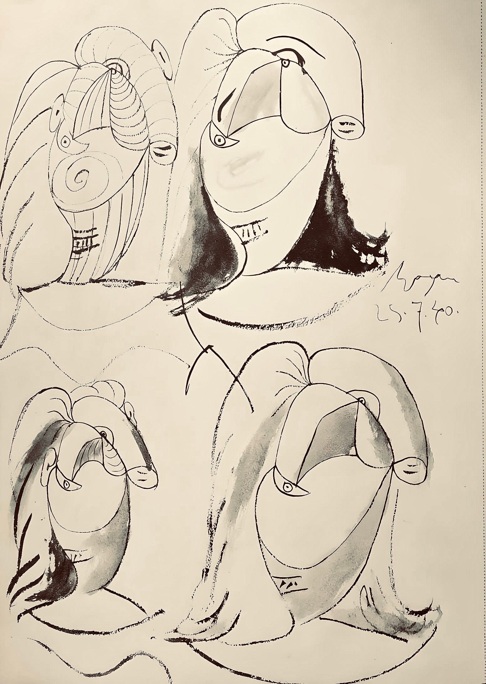 Pablo Picasso, Composition, Carnet de dessins de Picasso, Cahiers d’Art, Limited Edition Lithograph