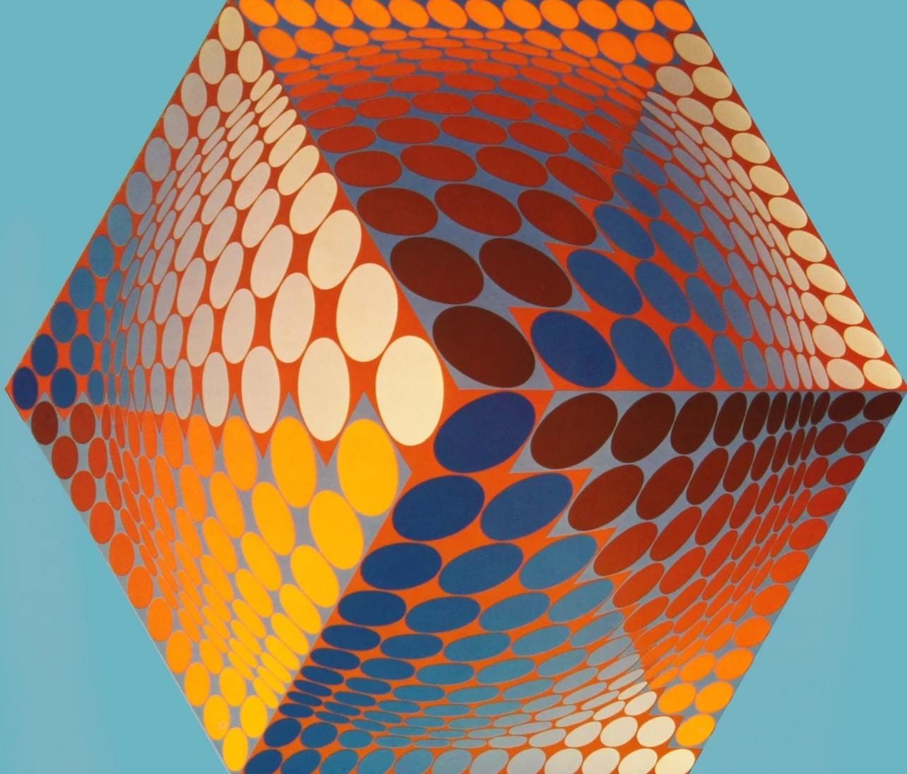 Victor Vasarely, Composition, Hexagone, Limited Edition Héliogravure