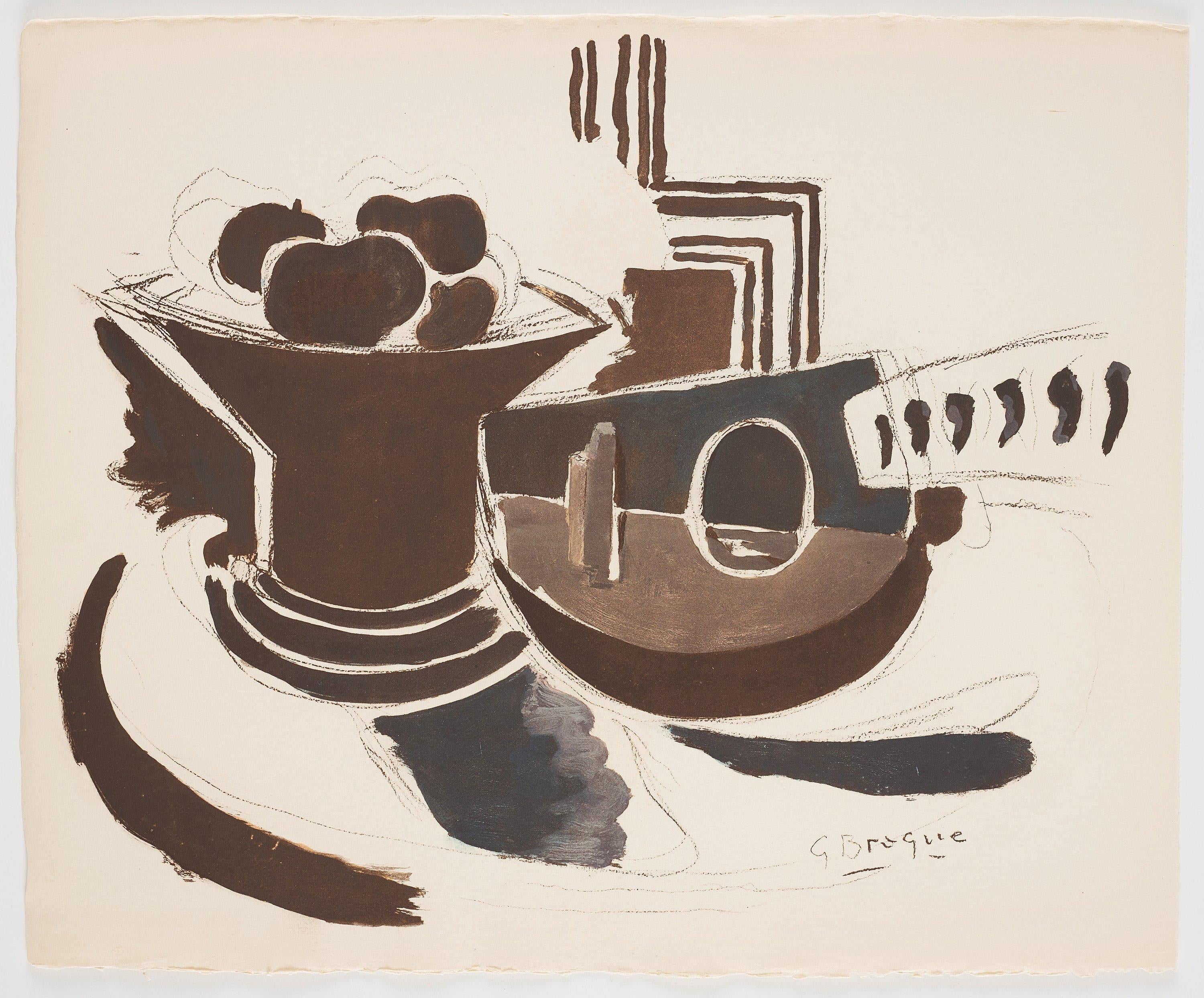Georges Braque, Composition, Braque Espaces, 13 Dessins, Lavis, Aquarelles, Limited Edition Lithograph