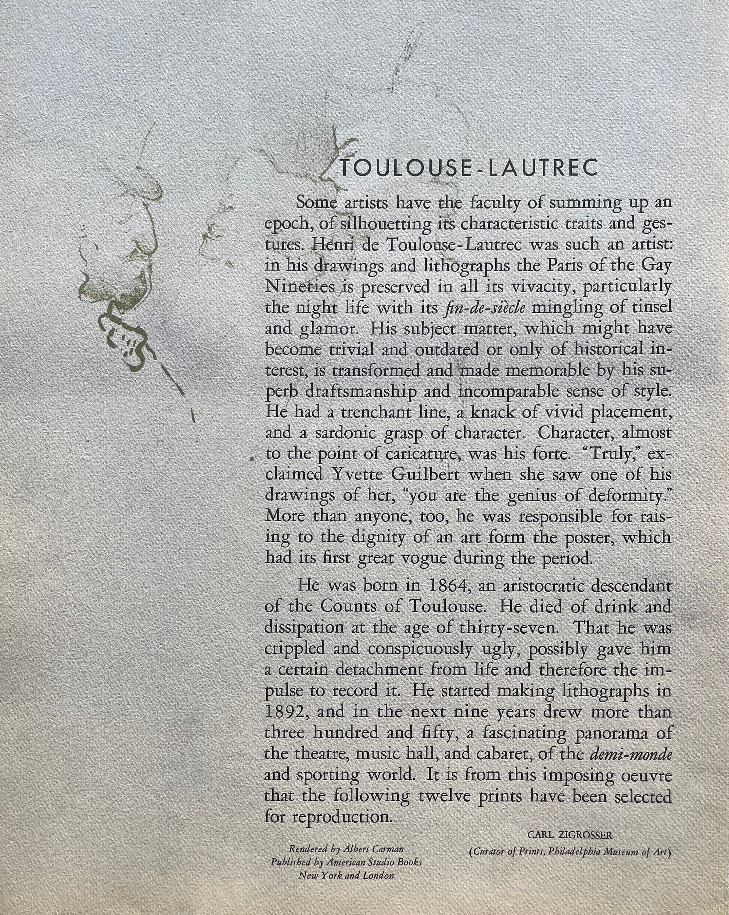 Henri de Toulouse-Lautrec, Jane Avril, TLautrec, Philadelphia Museum of Art, Limited Edition Lithograph
