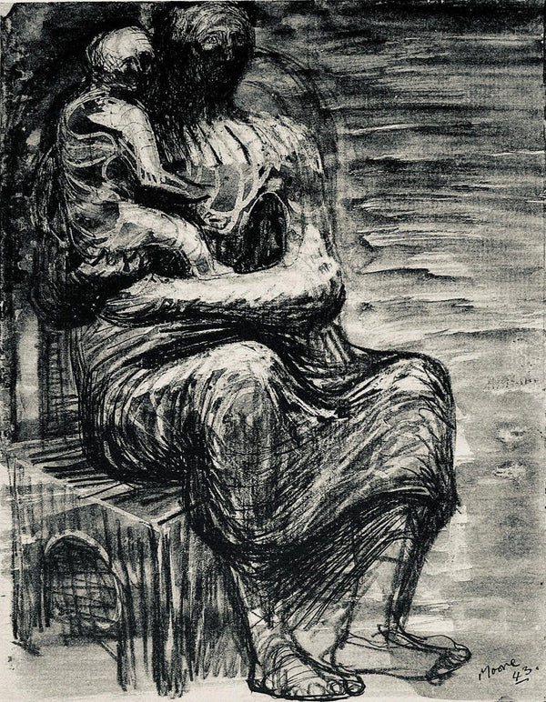 Henry Moore, Study for Northampton Madonna, The Drawings of Henry Moore, Limited Edition Lithograph