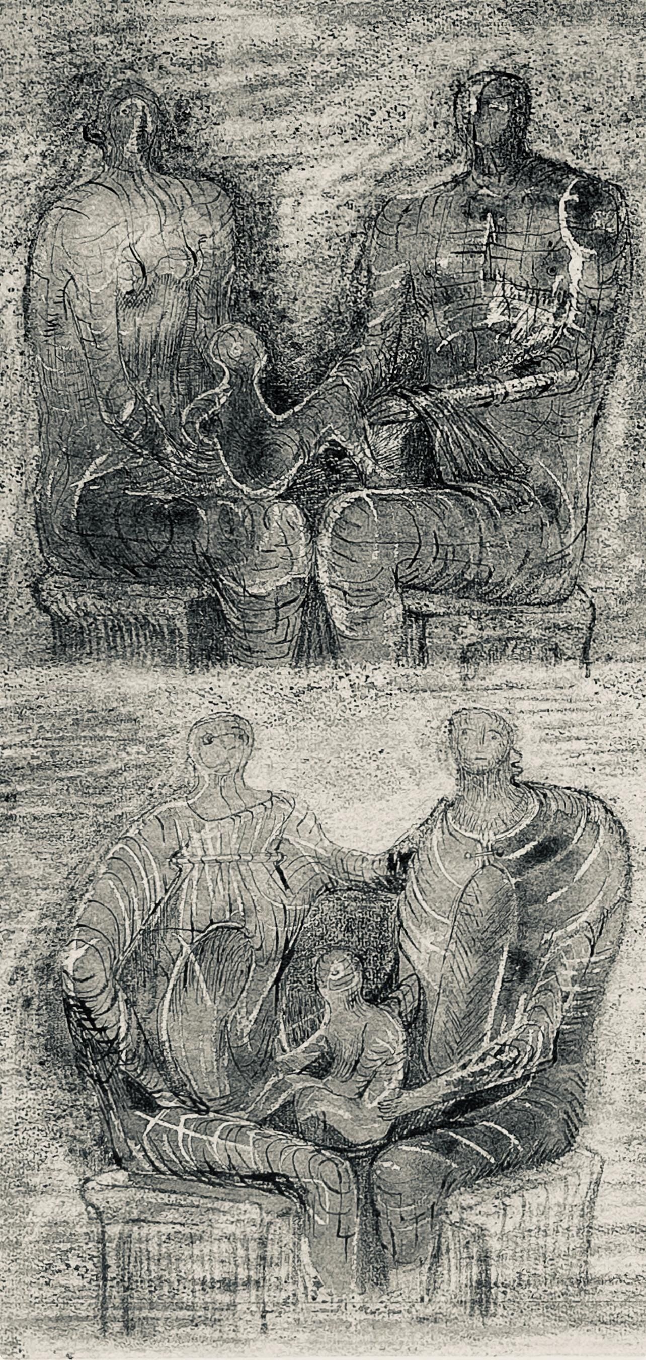 Henry Moore, Studies for Family Group, The Drawings of Henry Moore, Limited Edition Lithograph