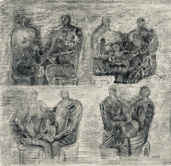 Henry Moore, Studies for Family Group, The Drawings of Henry Moore, Limited Edition Lithograph