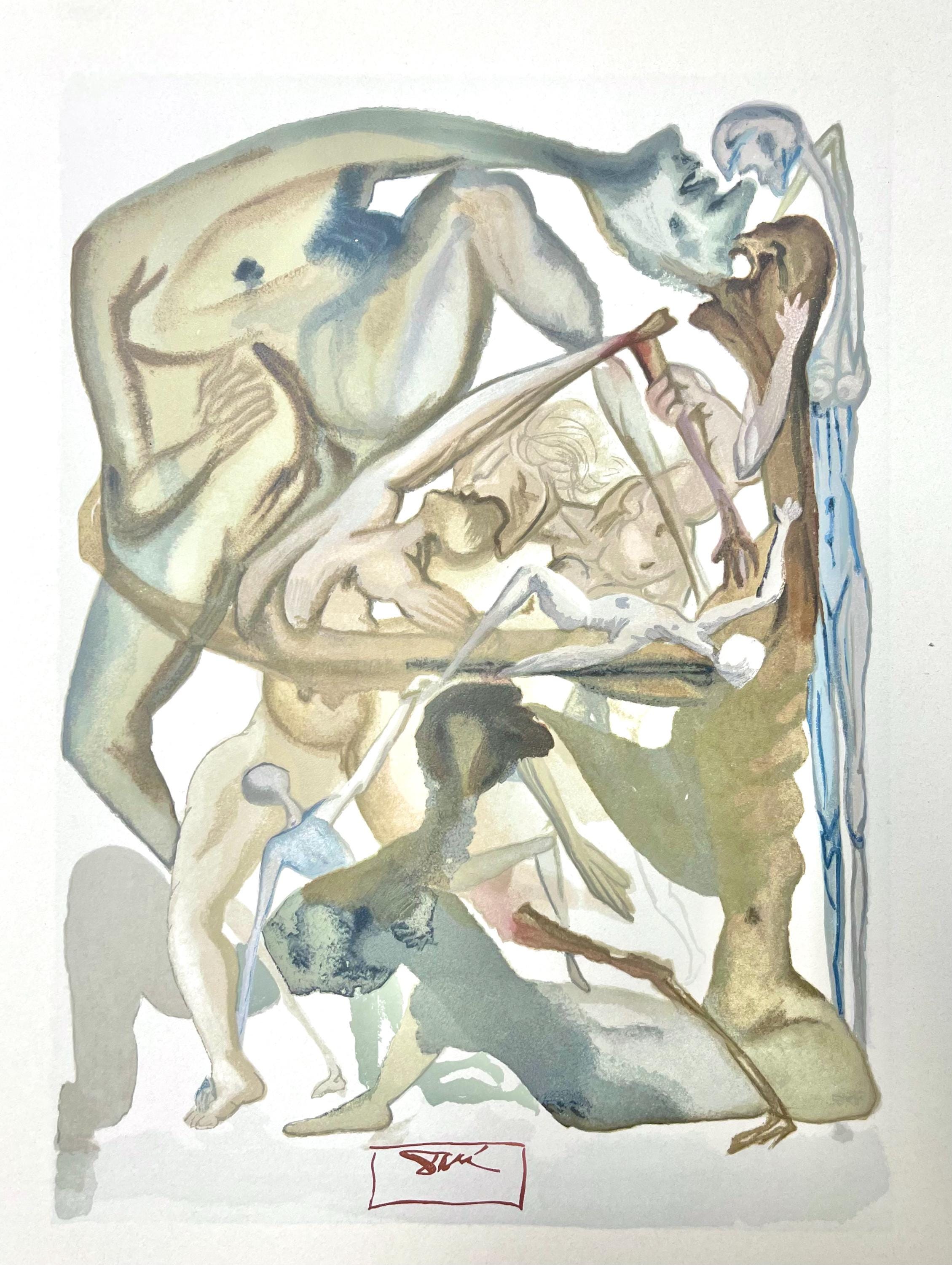 Salvador Dali, Hölle XI (Field 189-200; Michler/Löpsinger 1039-1138), Die Göttliche Komödie, Signed, Limited Edition Woodcut
