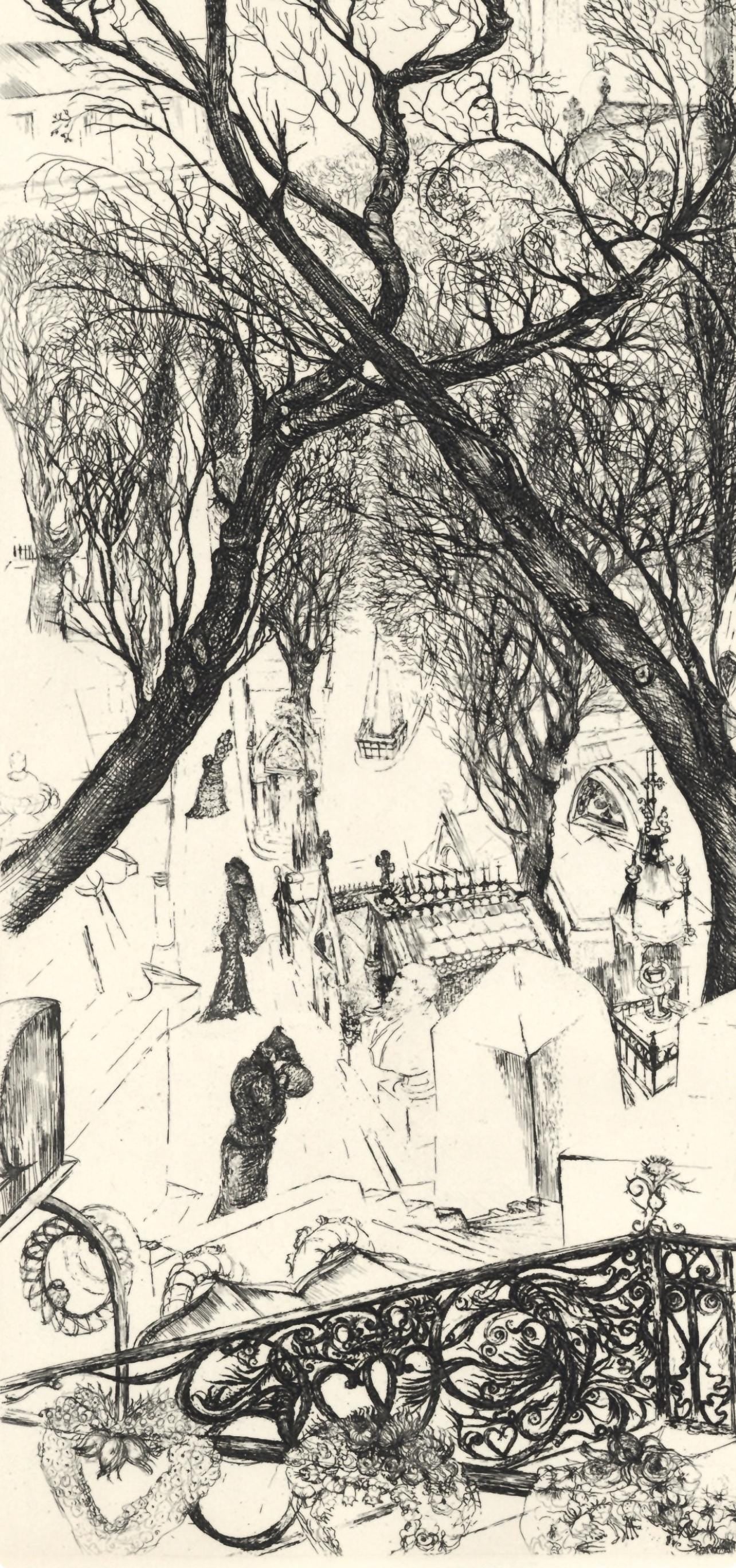 Édouard Goerg, Le Cimetière du Père, A La gloire à Paris, Limited Edition Etching
