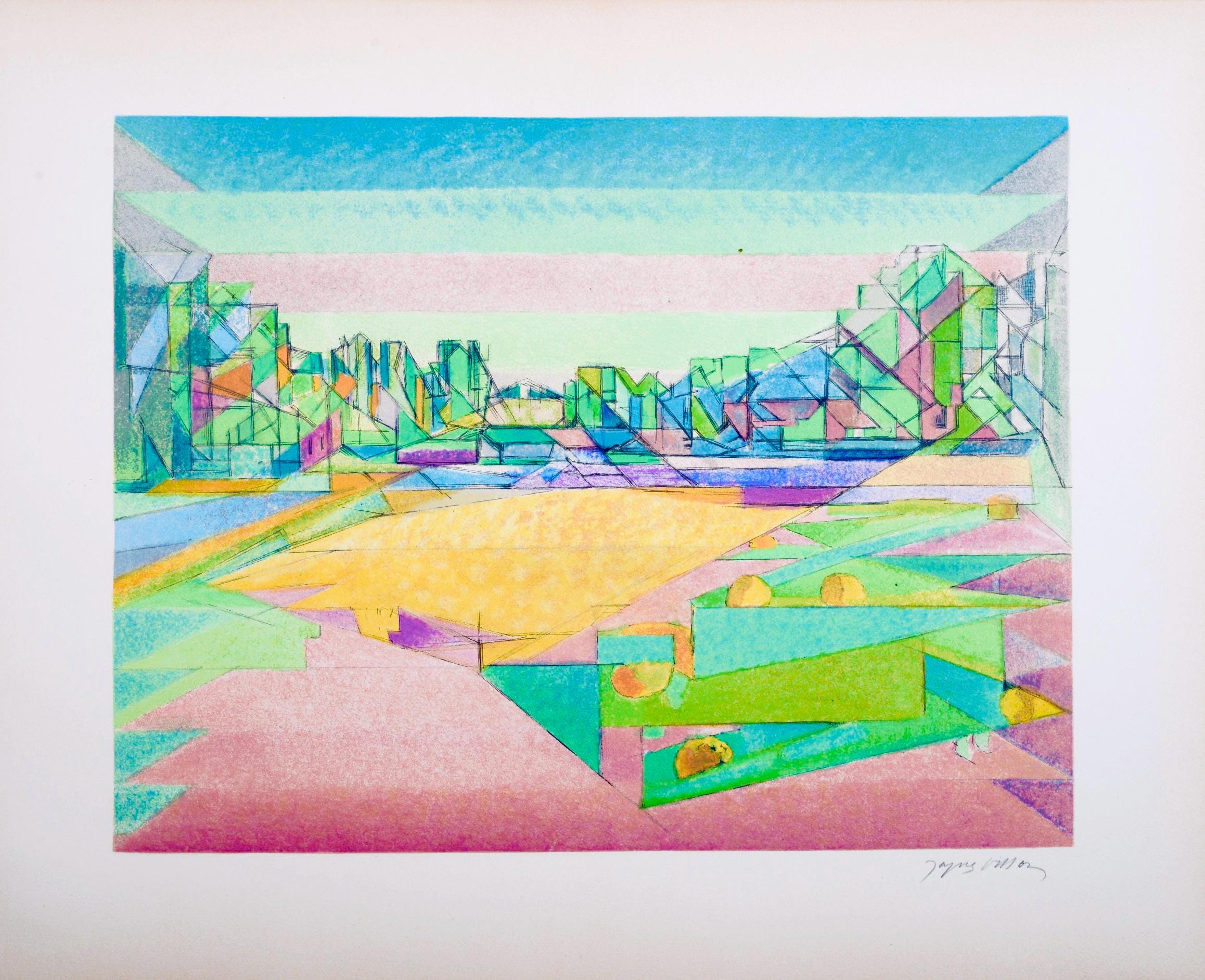 Jacques Villon, Composition (Ginestet/Pouillon 65-72), Jacques Villon, Huit lithographies, Limited Edition Lithograph