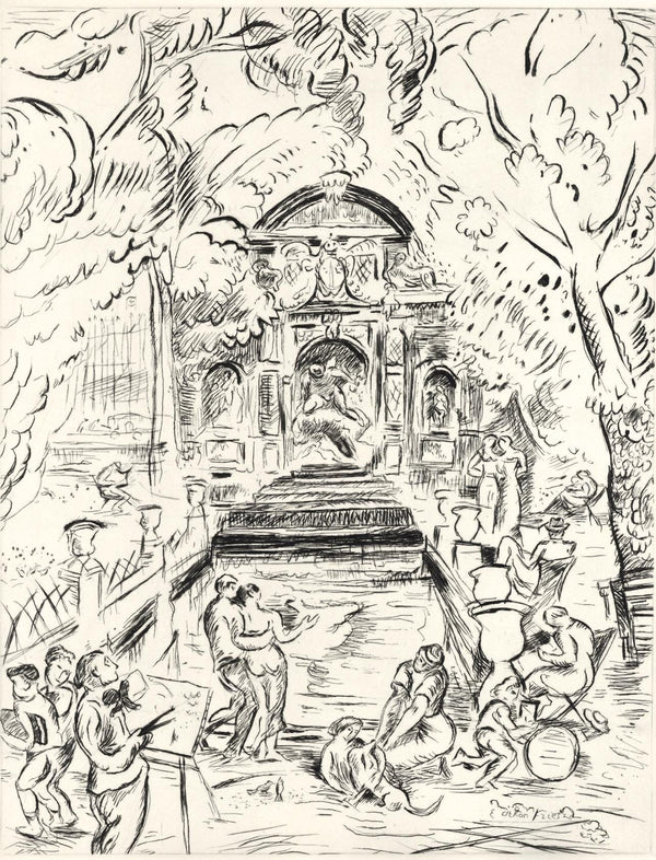 Achille-Émile Othon Friesz, Médici Fountain, Luxembourg Gardens, Paris, A La gloire à Paris, Limited Edition Etching