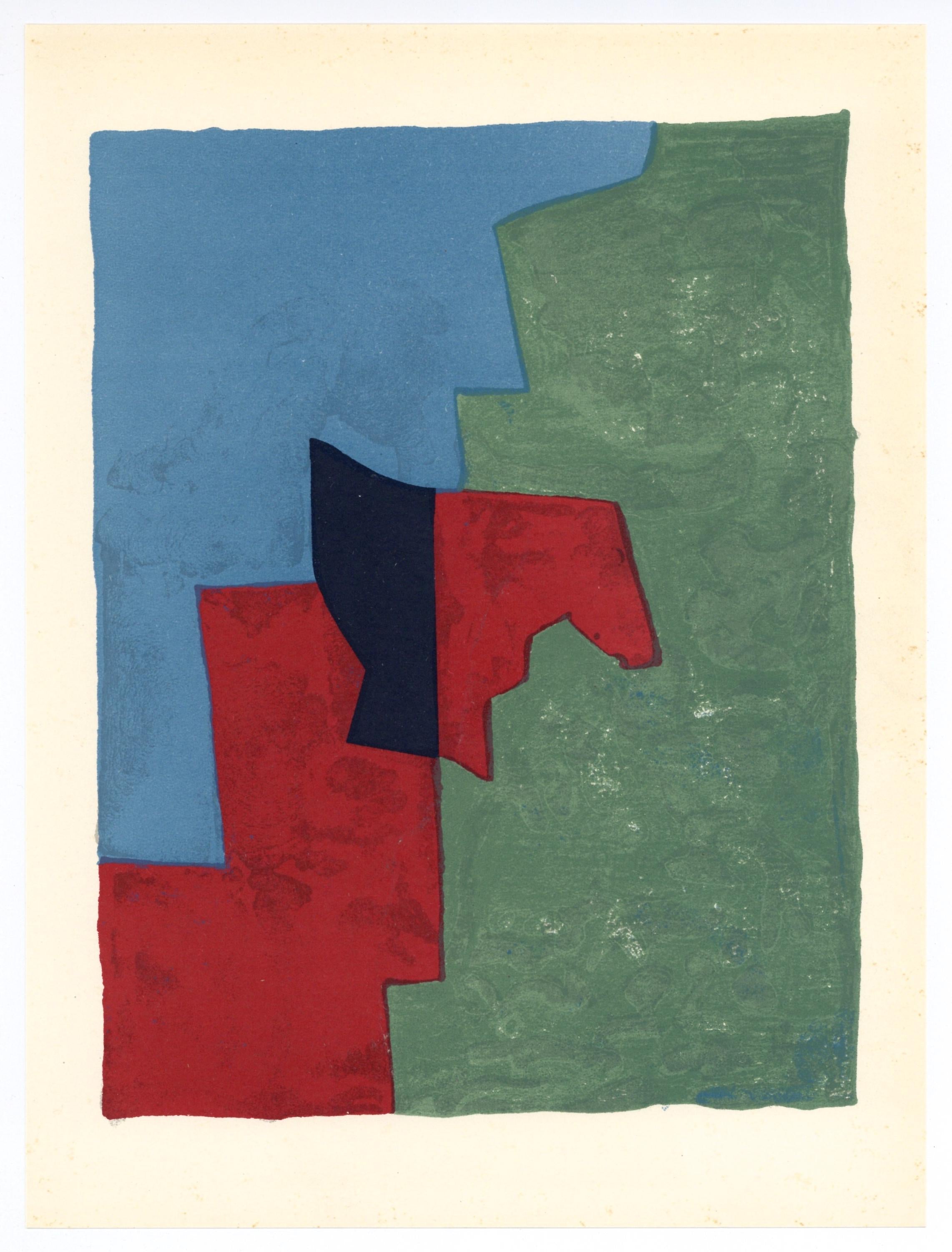 Serge Poliakoff, Composition rouge, verte (Poliakoff/Schneider 32), XXe siècle, Limited Edition Lithograph