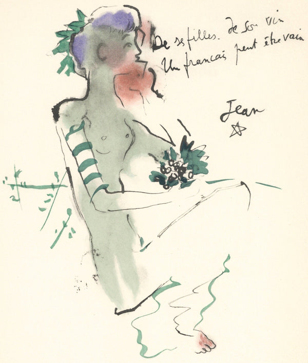 Jean Cocteau, Bacchante assise, Vins, Fleurs et Flammes, Limited Edition Lithograph