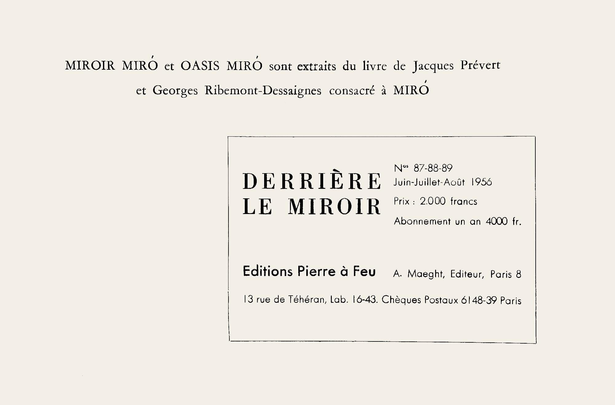 Joan Miró, Composition (Cramer 34; Mourlot 226), Derrière le miroir, Limited Edition Lithograph