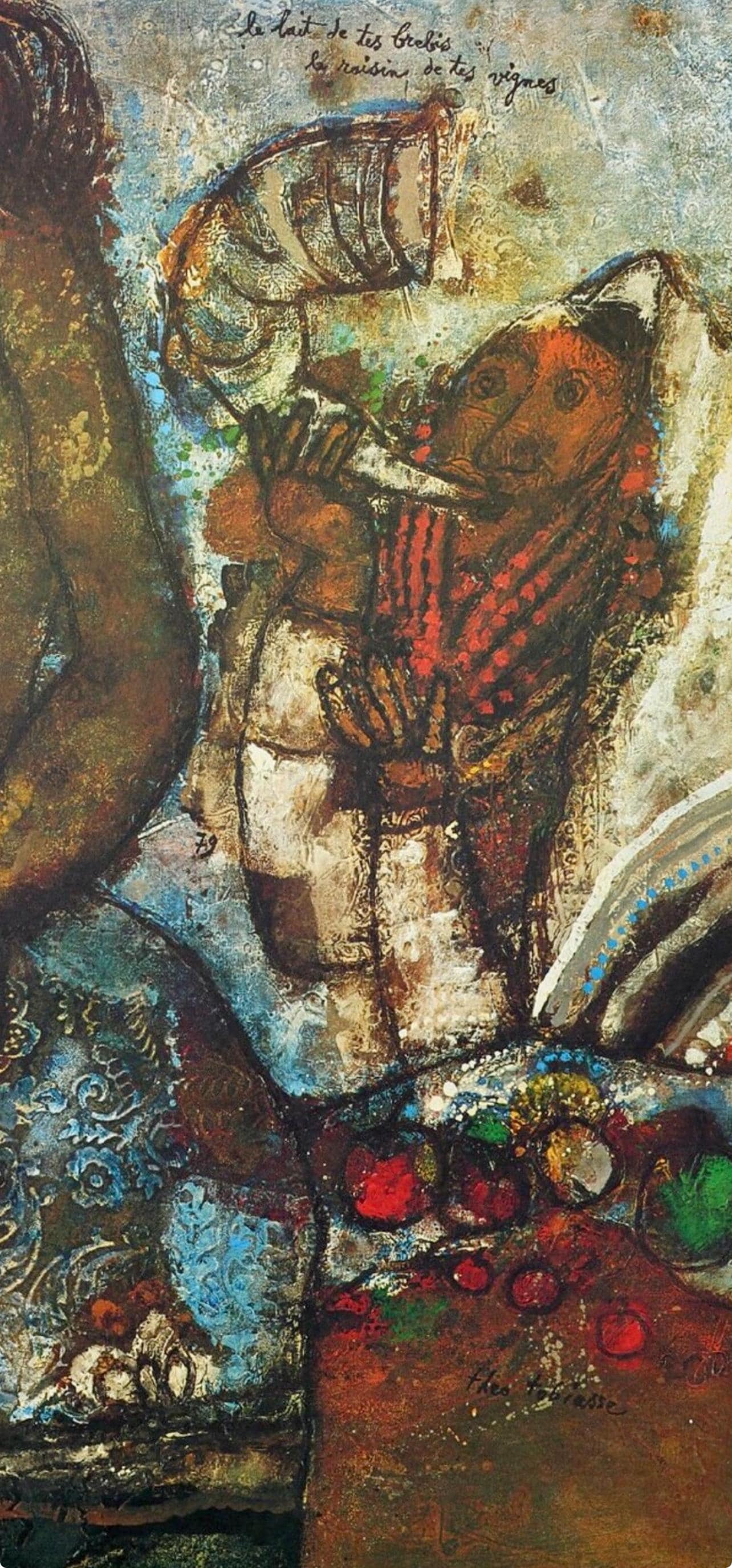 Théo Tobiasse, Ram's Horn, Original Edition Offset Lithograph