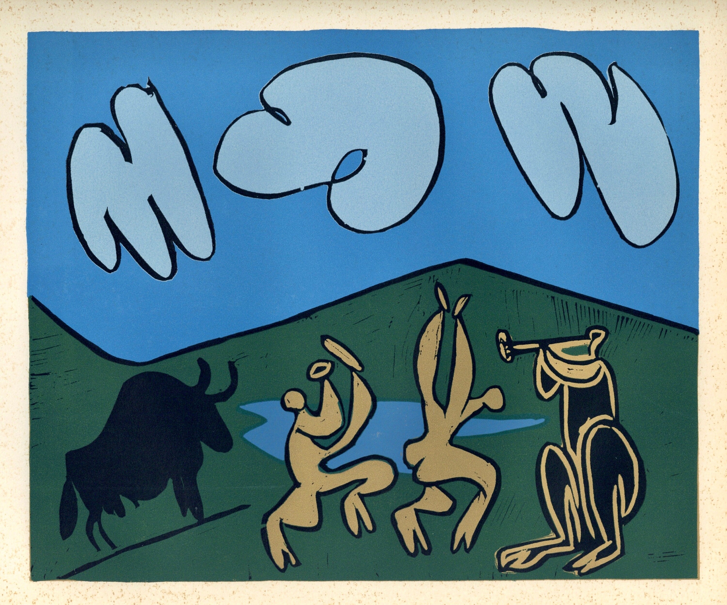 Pablo Picasso, Bacchanal with a Black Bull (Orozco 214), Grabados al linóleo, Limited Edition Linocut