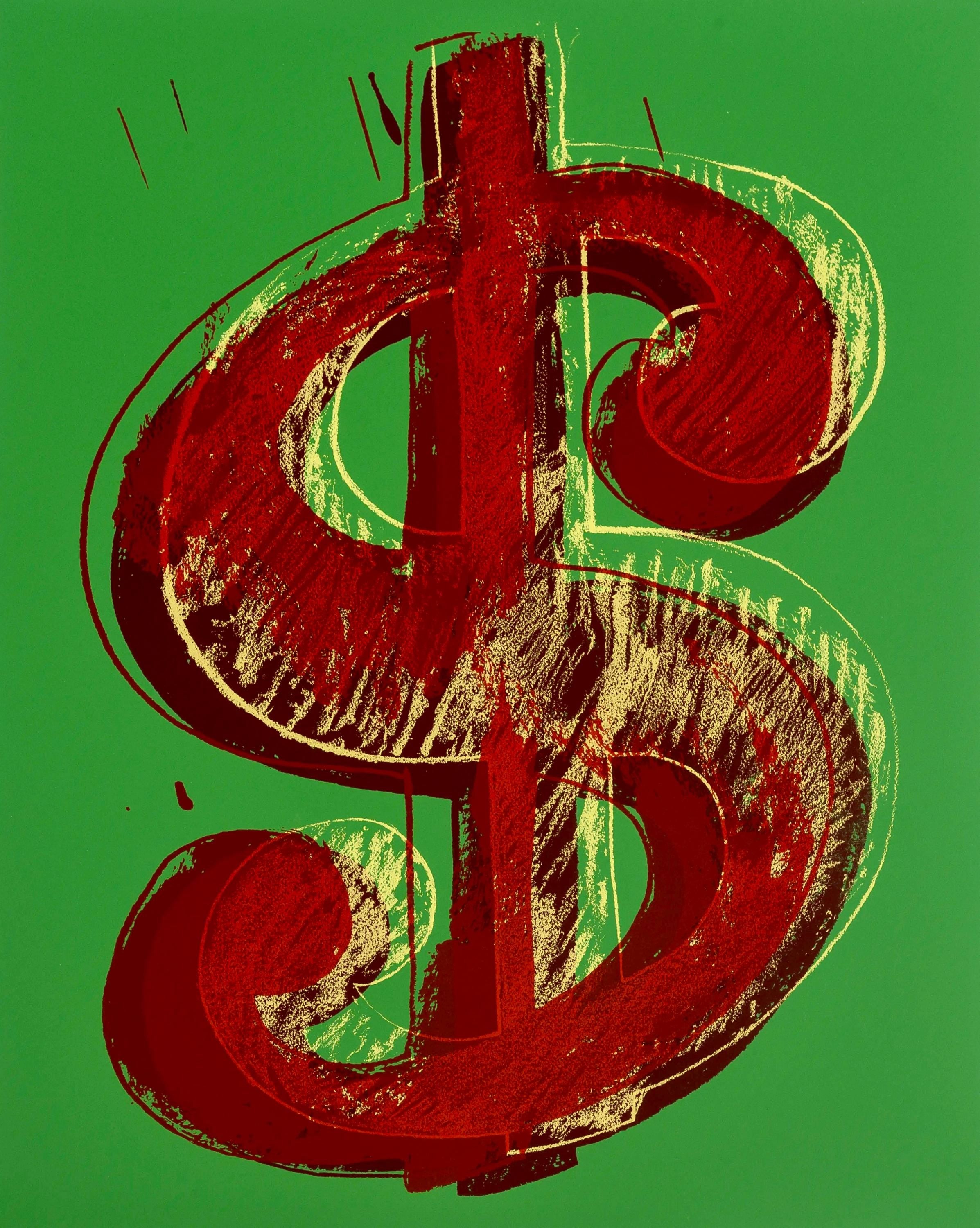 Andy Warhol, Dollar Sign, Red, Yellow, Green, Blue, Suite of Four, Official Limited Edition, Sunday B. Morning, Silkscreens