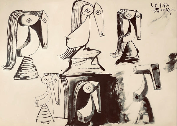 Pablo Picasso, Composition, Carnet de dessins de Picasso, Cahiers d’Art, Limited Edition Lithograph