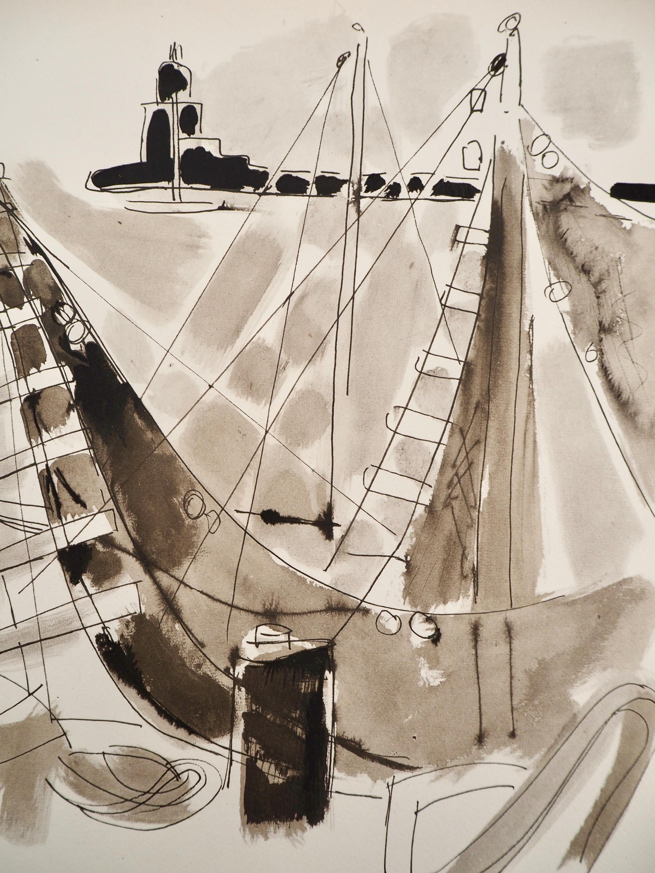 Édouard Pignon, Composition, Arbres et Voiles, Limited Edition Lithograph