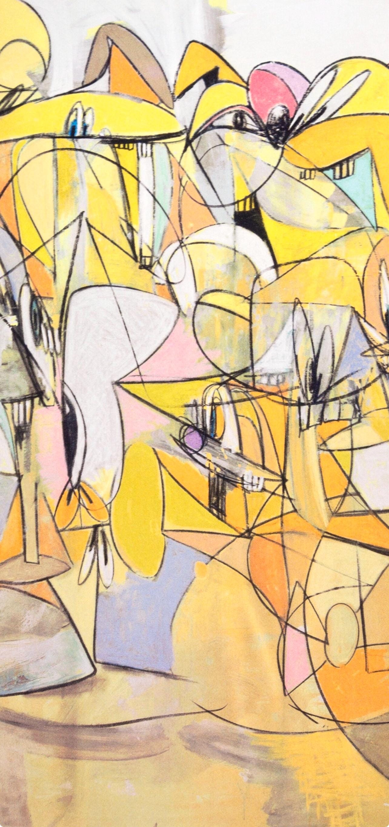George Condo, Pink and Yellow Sweep, Drawing Paintings, Limited Edition Four Color Process Print