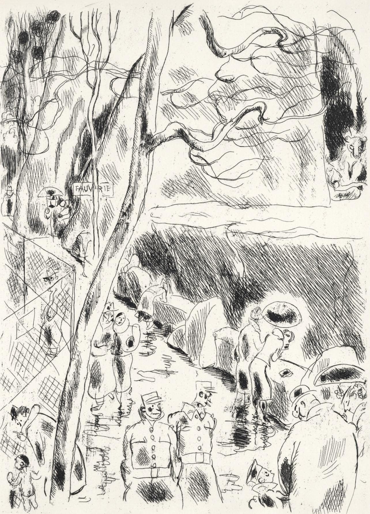 Gus Bofa, La Ménagerie du Jardin des Plantes, A La gloire à Paris, Limited Edition Etching