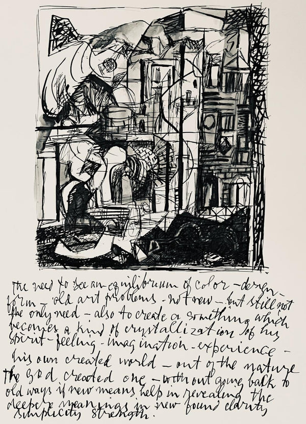 Abraham Rattner, Architectural drawing, Limited Edition Lithograph