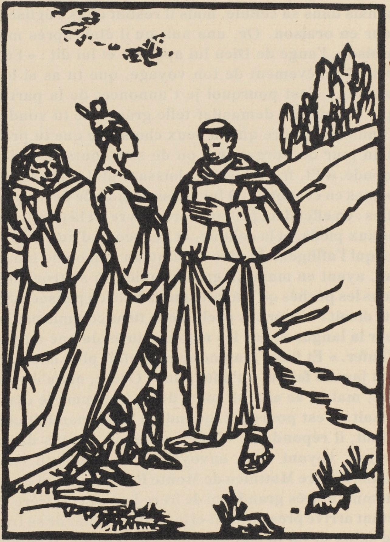 Émile Bernard, Composition (Morane, No. 100), Les Petites Fleurs de St. Françoise, Limited Edition Woodcut