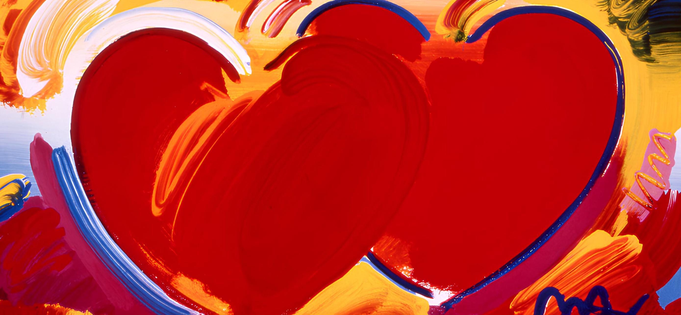 Peter Max, Two Hearts as One, 2000, Hand Signed, Official Edition Offset Lithograph
