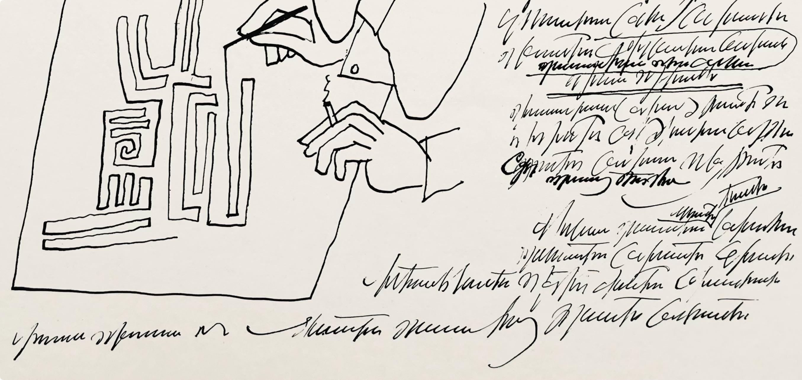 Saul Steinberg, Composition, Derrière le miroir, Limited Edition Lithograph