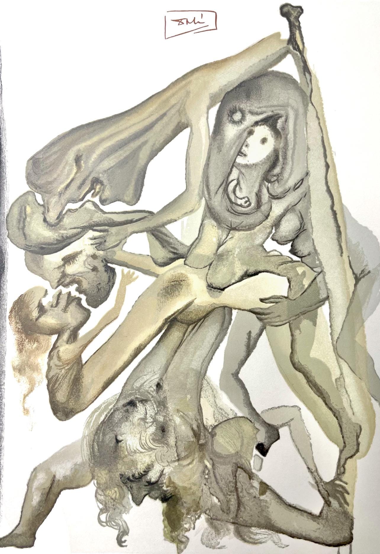 Salvador Dali, Hölle IV (Field 189-200; Michler/Löpsinger 1039-1138), Die Göttliche Komödie, Signed, Limited Edition Woodcut