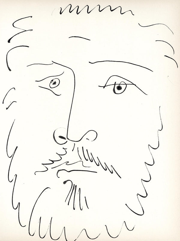 Pablo Picasso, Visage d'homme barbu, de face (Cramer No. 84), 40 dessins de Picasso en marge du Buffon, Limited Edition Lithograph